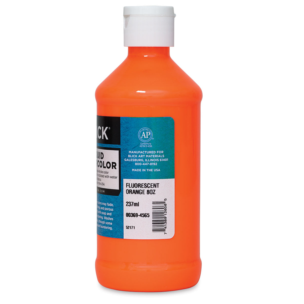 Blick Liquid Watercolor - Fluorescent Orange, 8 oz bottle (Side)