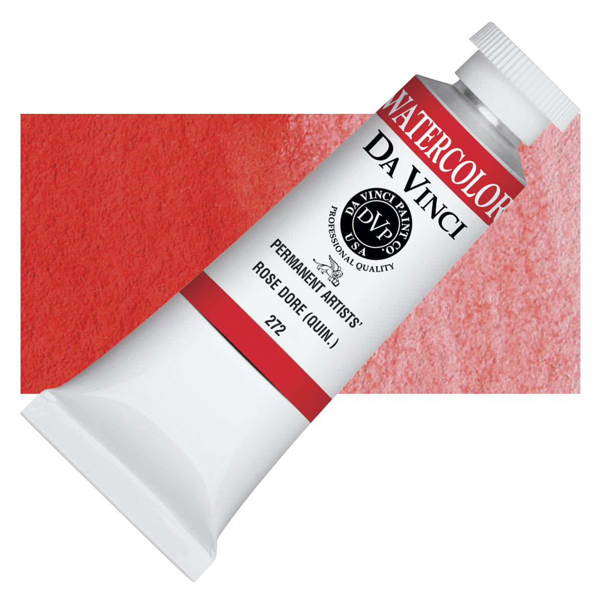 Da Vinci Artists' Permanent Watercolor - Quinacridone Rose Dore, 37 ml tube and swatch