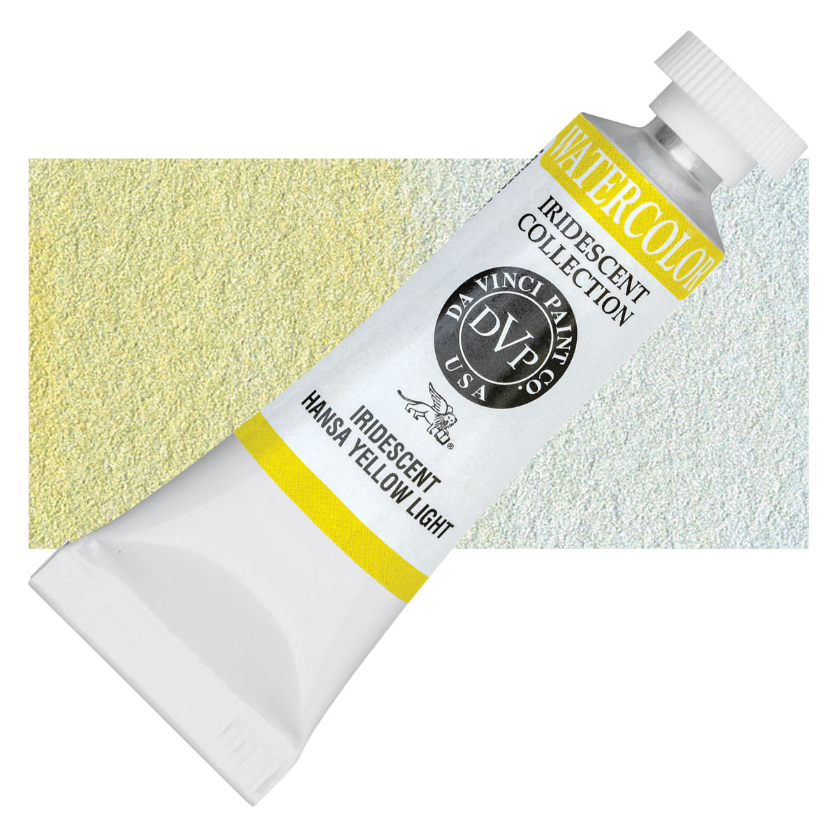 Da Vinci Artists' Permanent Watercolor - Iridescent Hansa Yellow Light, 15 ml tube and swatch