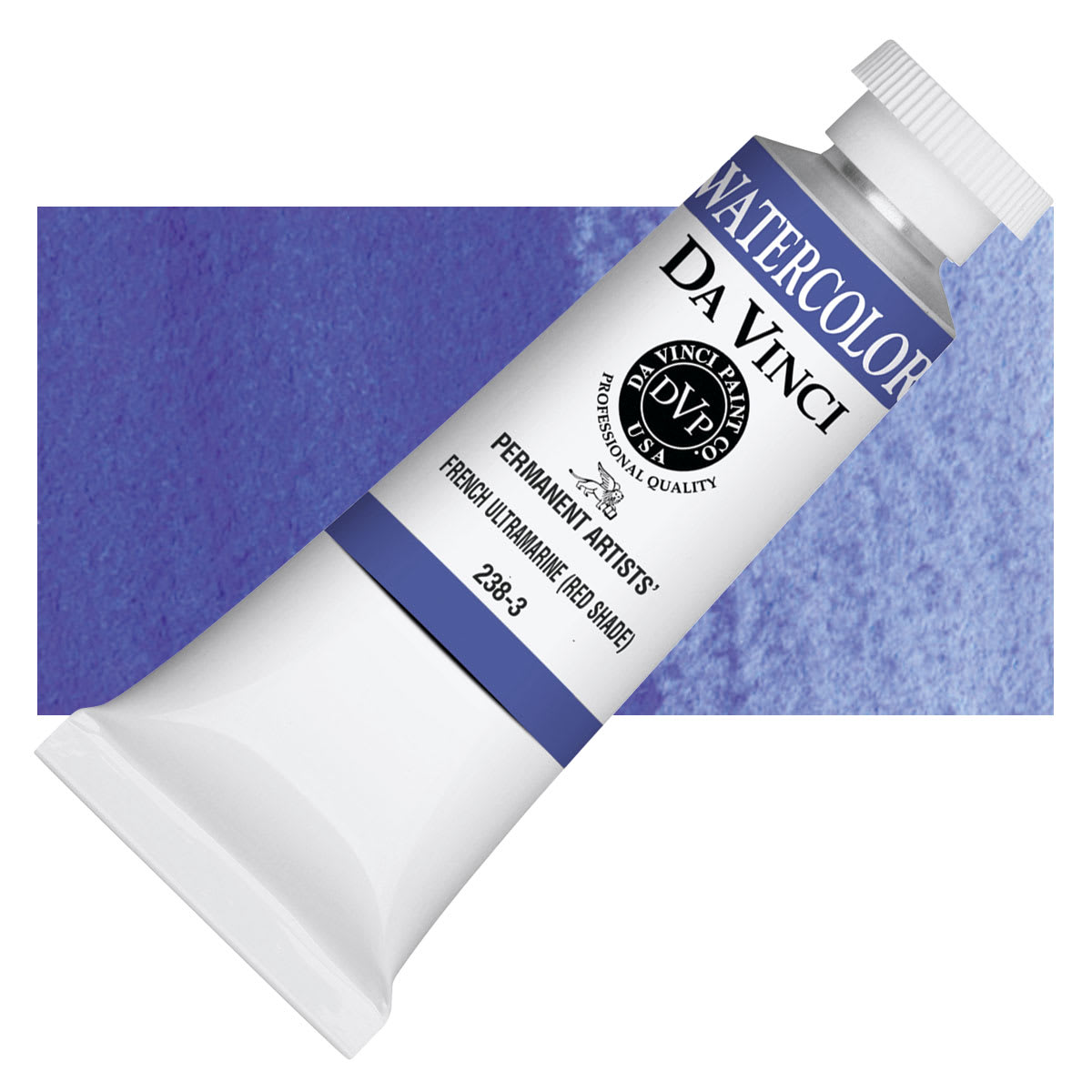 Da Vinci Artists' Permanent Watercolor - French Ultramarine, 37 ml tube and swatch