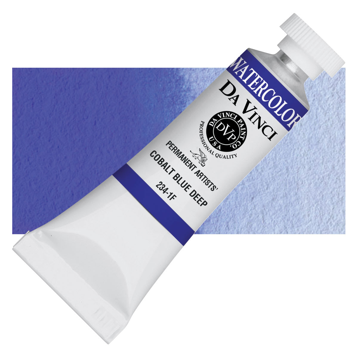 Da Vinci Artists' Permanent Watercolor - Cobalt Blue Deep, 15 ml tube and swatch