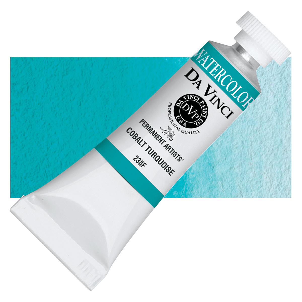 Da Vinci Artists' Permanent Watercolor - Cobalt Turquoise (CL), 15 ml tube and swatch