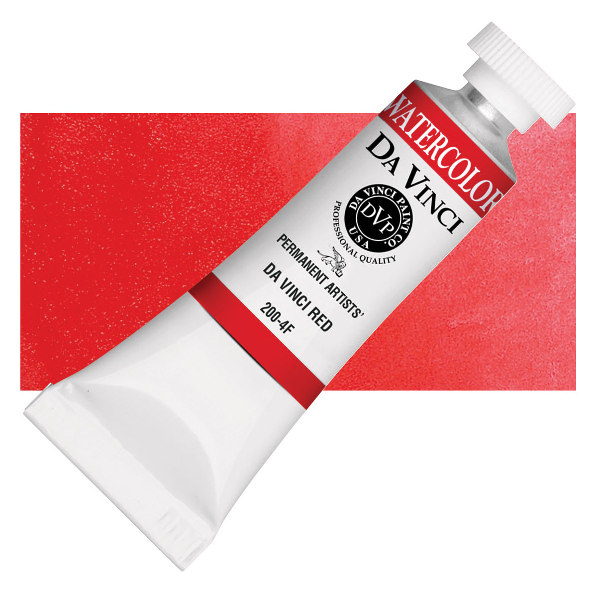 Da Vinci Artists' Permanent Watercolor - Da Vinci Red, 15 ml tube and swatch
