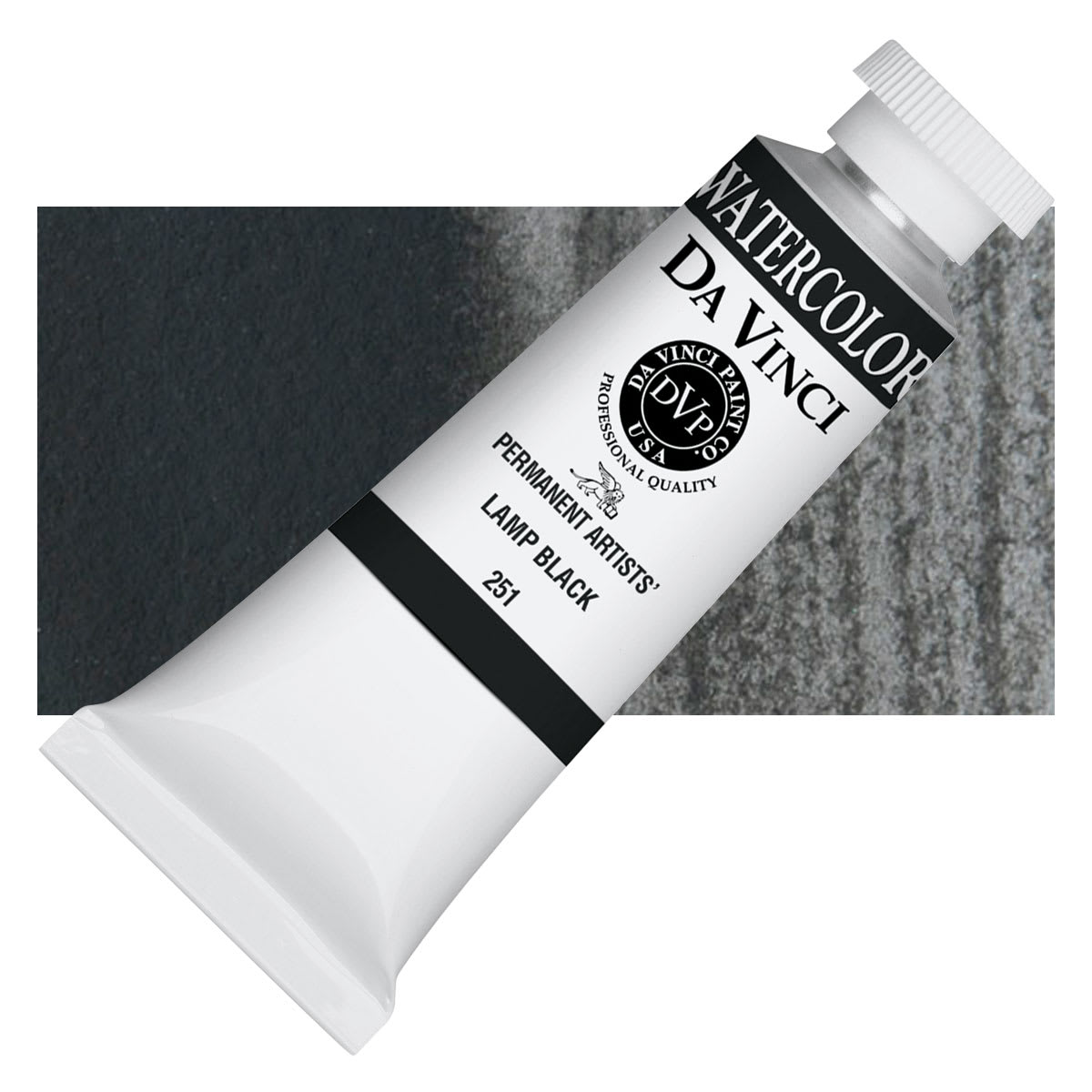 Da Vinci Artists' Permanent Watercolor - Lamp Black, 37 ml tube and swatch
