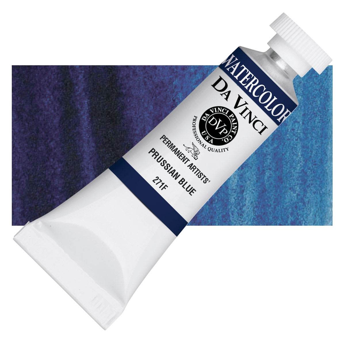 Da Vinci Artists' Permanent Watercolor - Prussian Blue, 15 ml tube and swatch