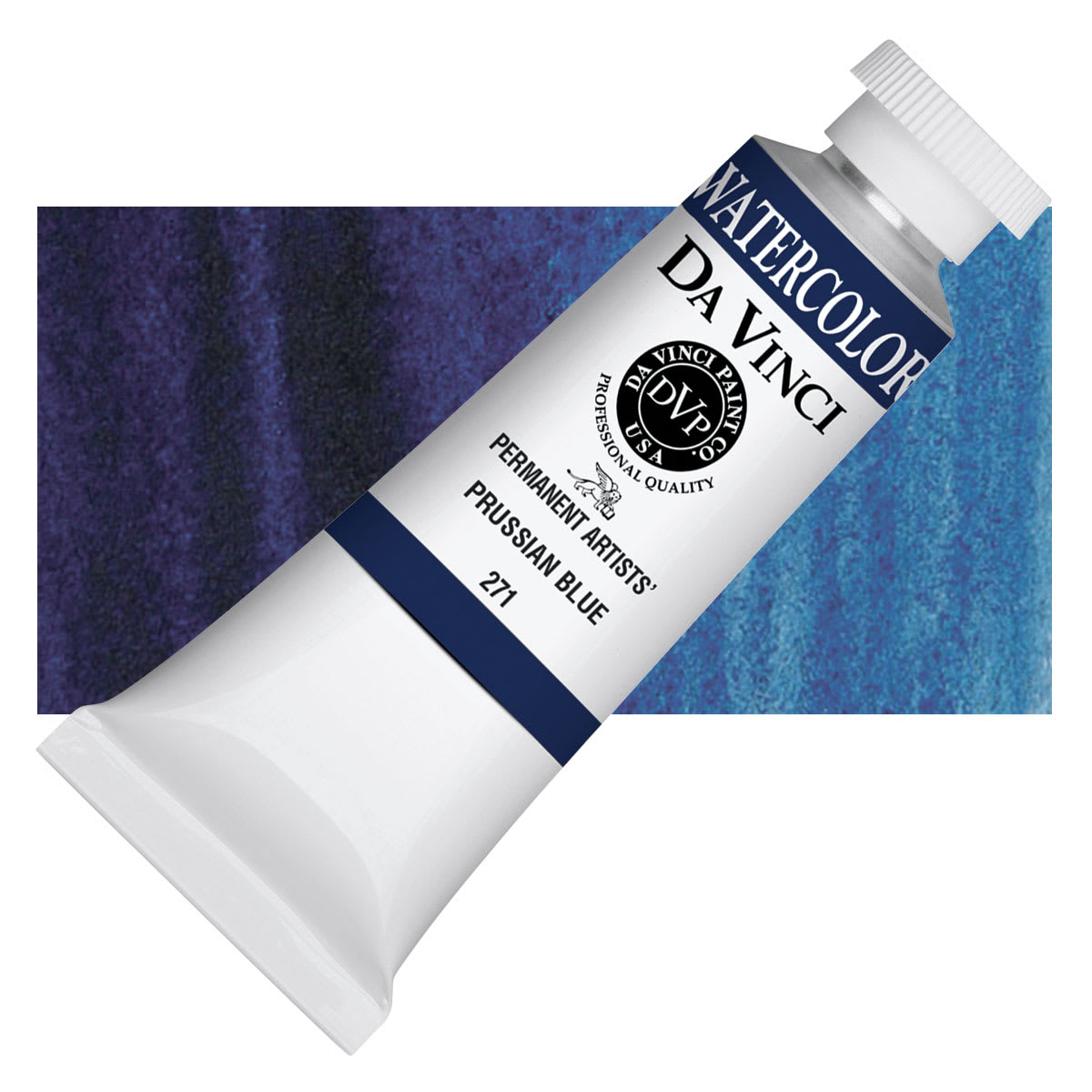 Da Vinci Artists Permanent Watercolor - Prussian Blue, 37 ml tube and swatch