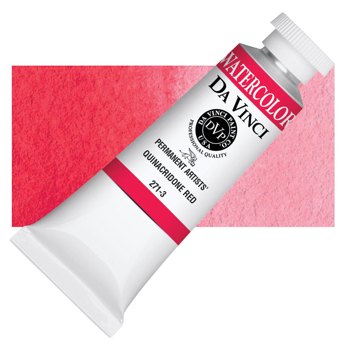 Da Vinci Artists' Permanent Watercolor - Quinacridone Red, 37 ml tube and swatch