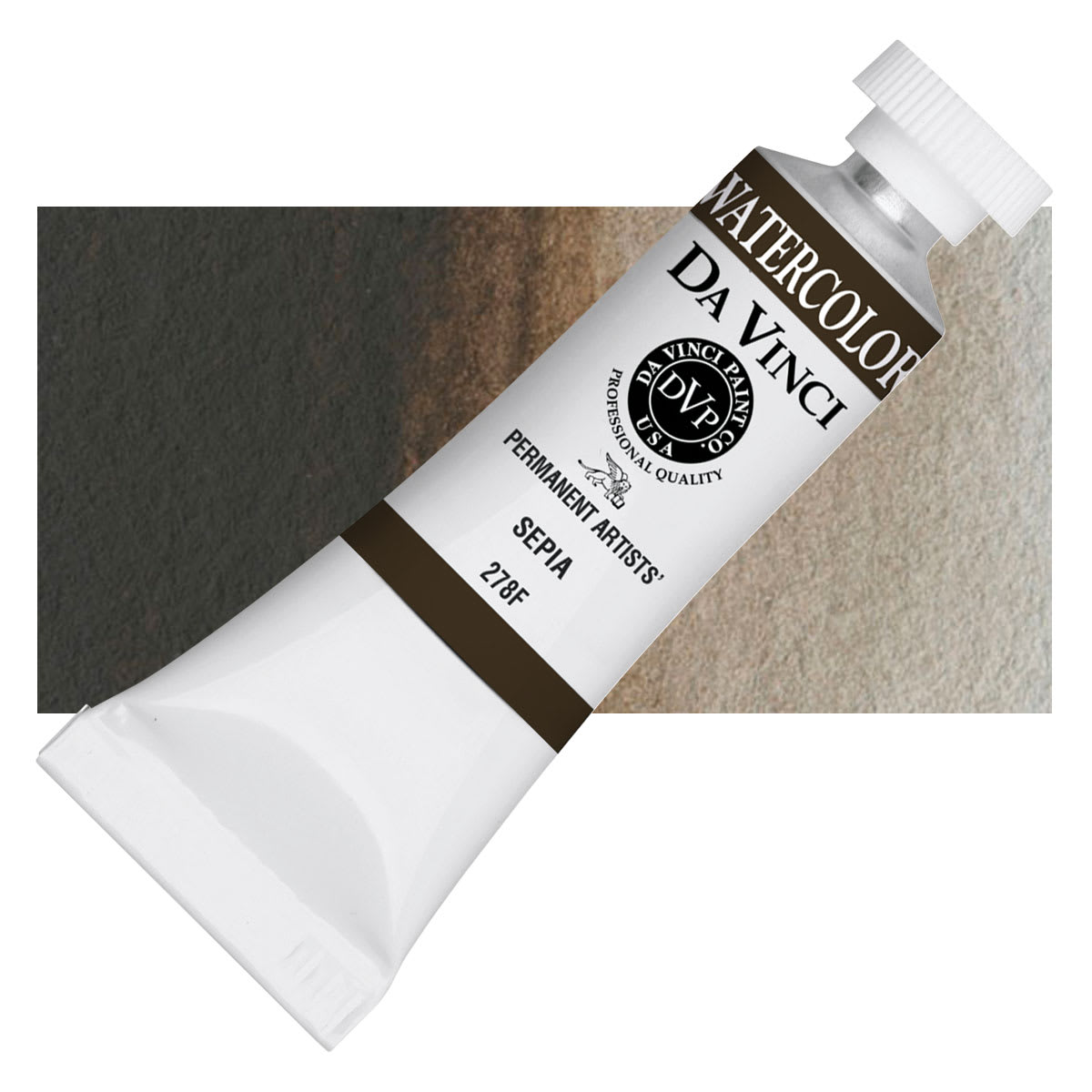 Da Vinci Artists' Permanent Watercolor - Sepia, 15 ml tube and swatch