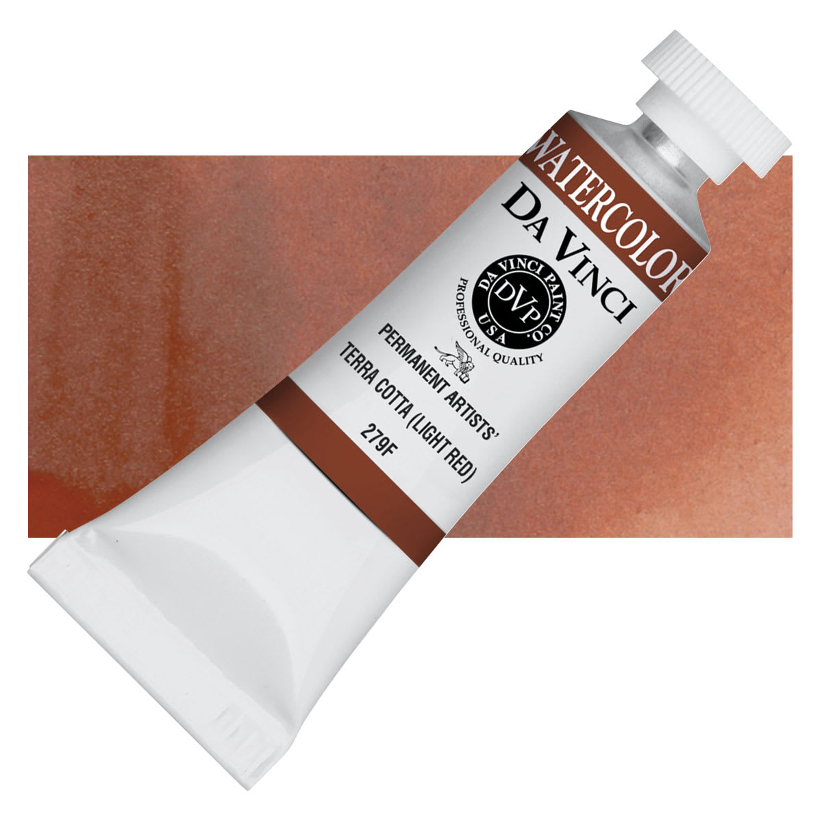 Da Vinci Artists' Permanent Watercolor - Terra Cotta (Light Red), 15 ml tube and swatch