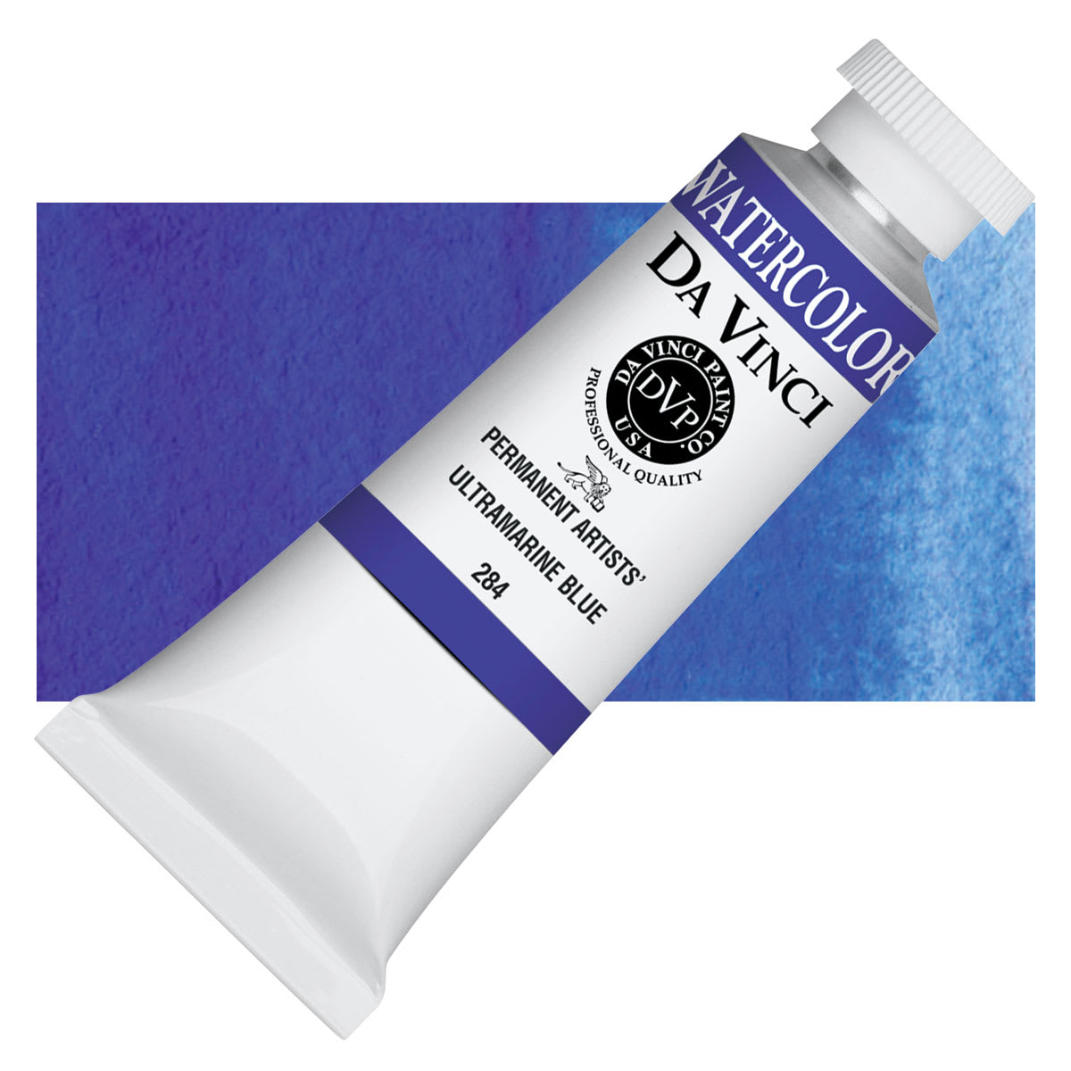 Da Vinci Artists' Permanent Watercolor - Ultramarine Blue, 37 ml tube and swatch