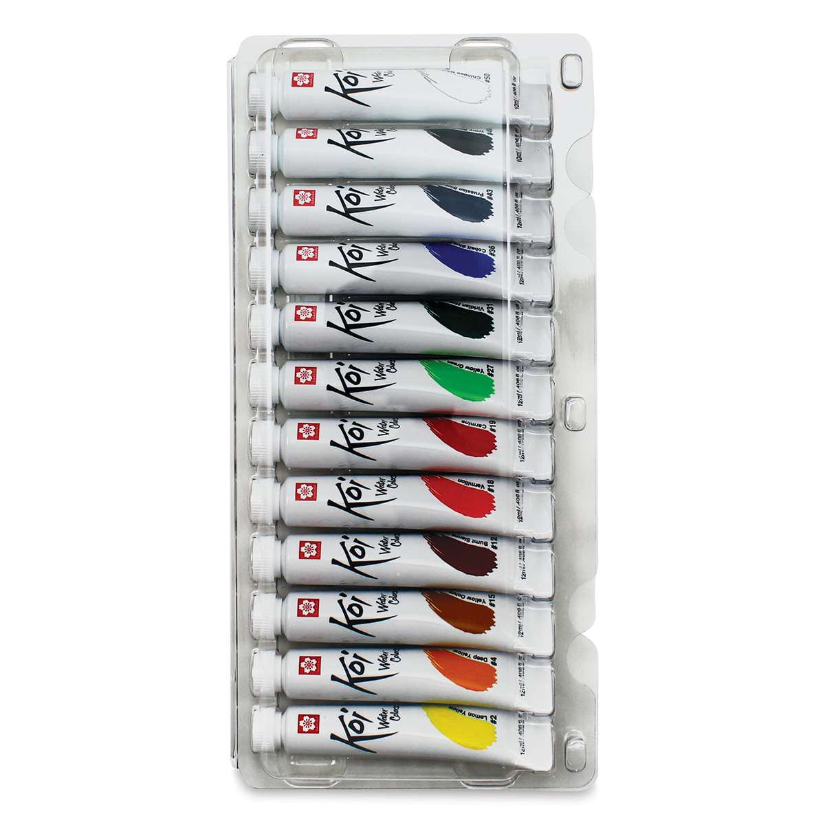 Sakura Koi Watercolor - Set of 12, Assorted Colors, 12 ml, Tubes (Tubes in tray)