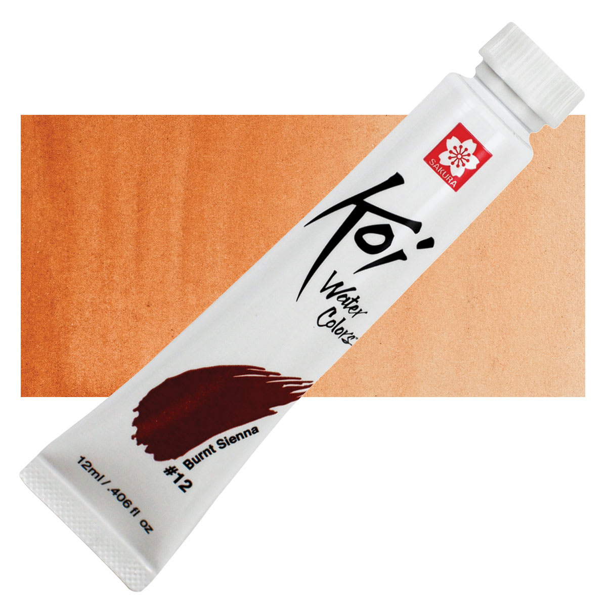 Sakura Koi Watercolor - Burnt Sienna, 12 ml Tube and swatch