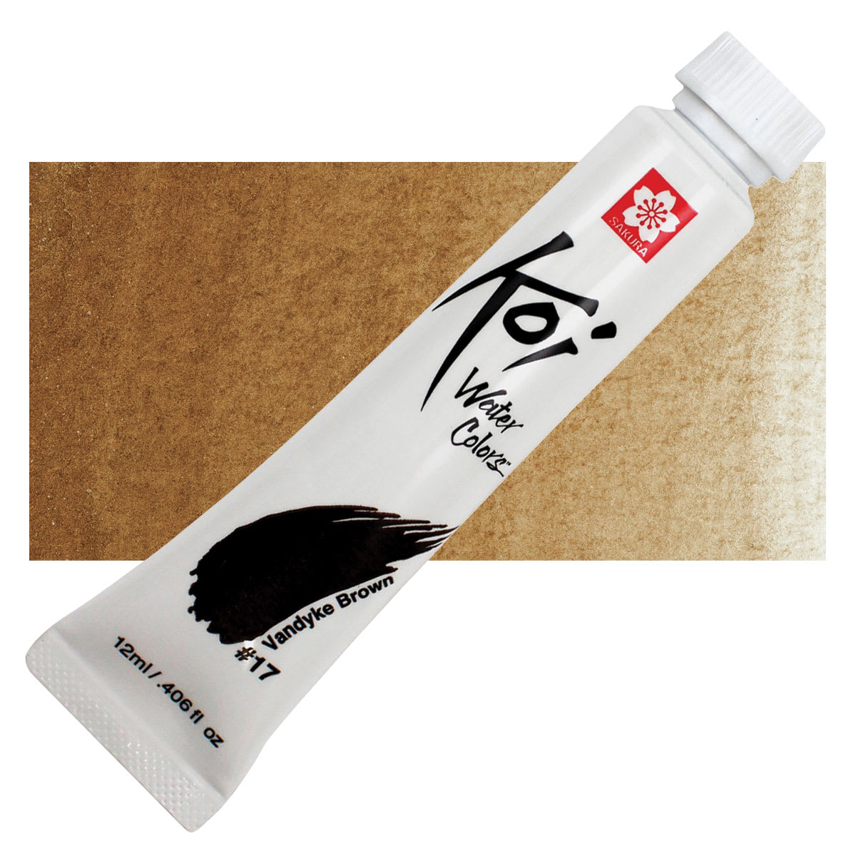 Sakura Koi Watercolor - Vandyke Brown, 12 ml Tube and swatch