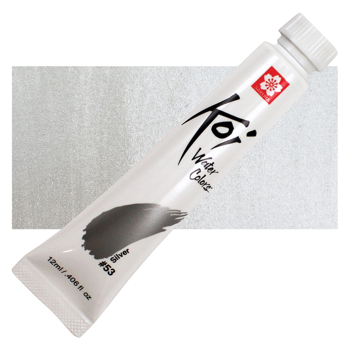 Sakura Koi Watercolor - Silver, 12 ml Tube and swatch