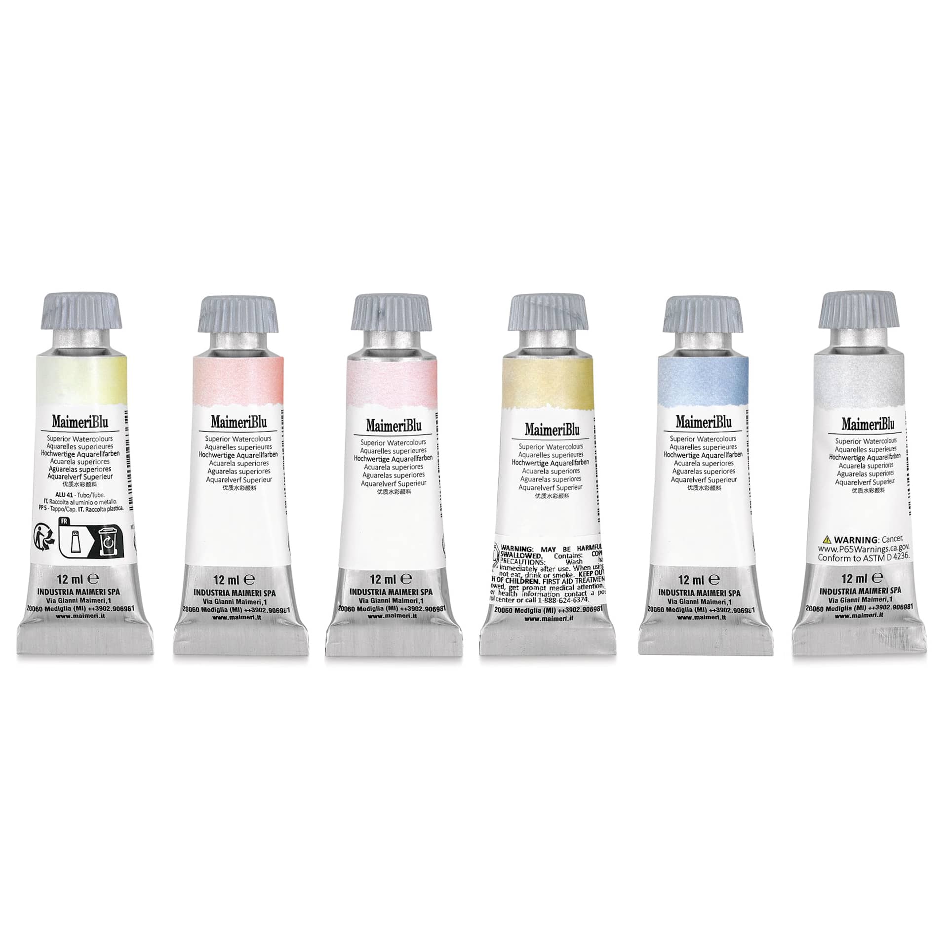 Maimeri Blu Artist Watercolor - Jenna Rainey Colors, Set of 6 back of tubes