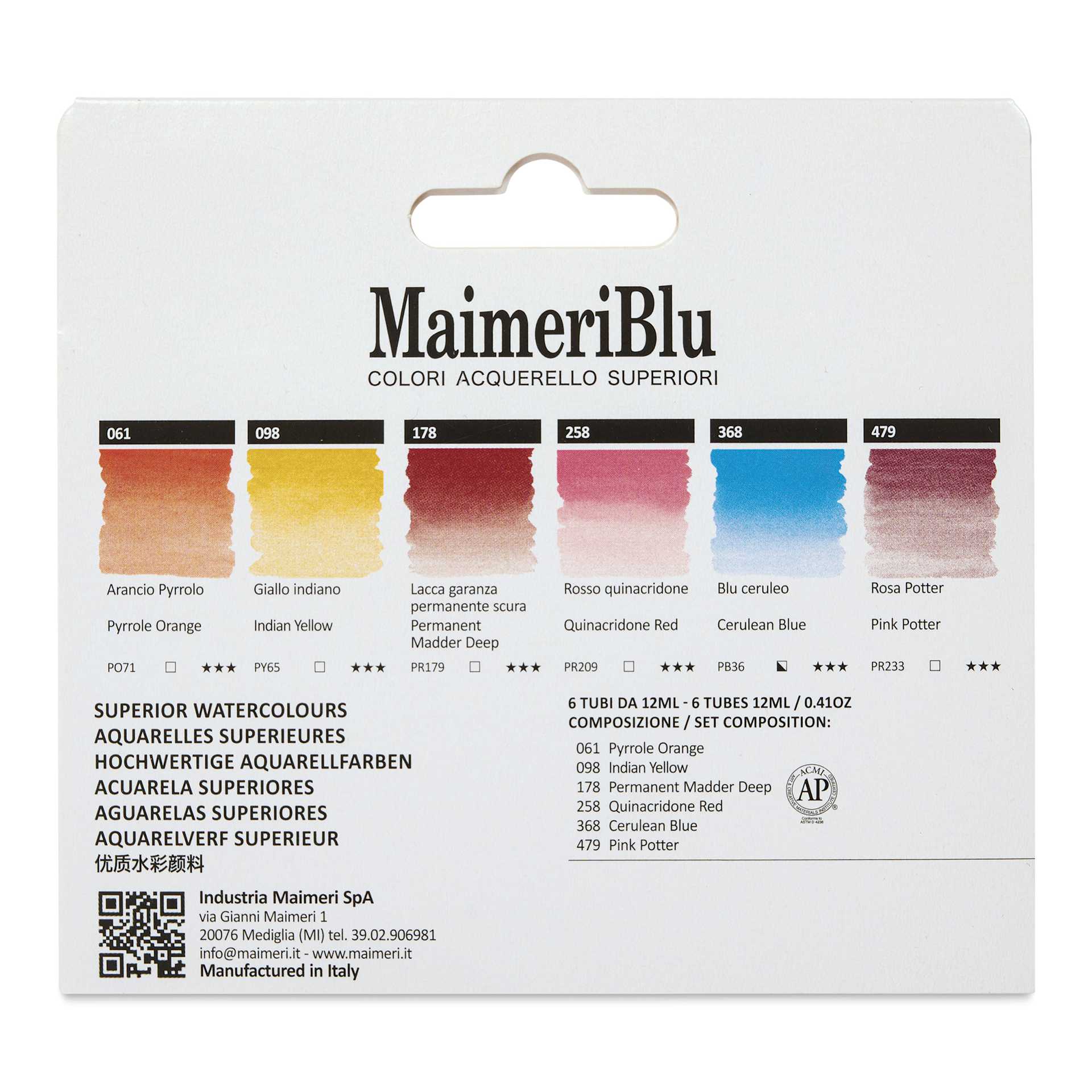 Maimeri Blu Artist Watercolor - Set of 6, Venice, 12 ml Tubes