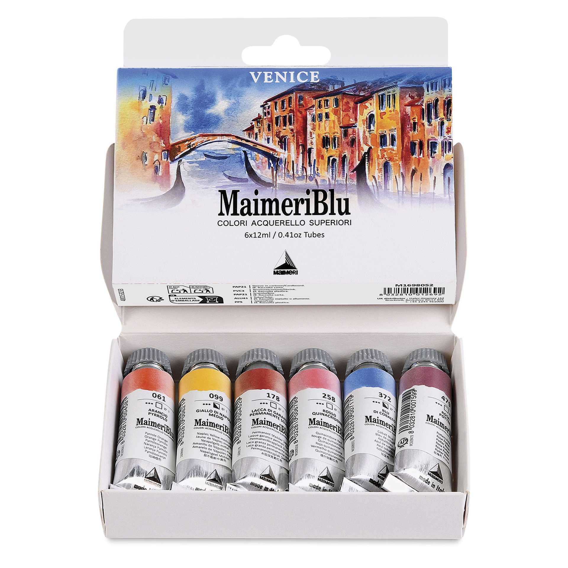 Maimeri Blu Artist Watercolor - Set of 6, Venice, 12 ml Tubes in packaging