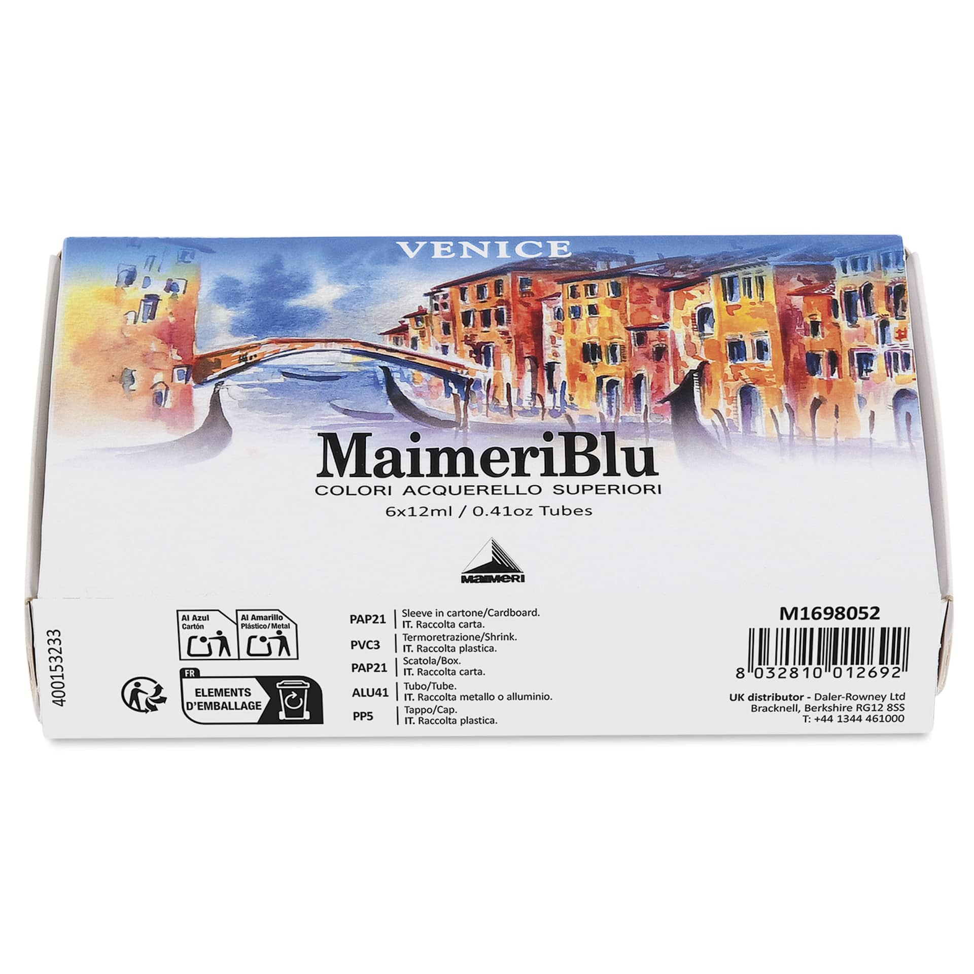 Maimeri Blu Artist Watercolor - Set of 6, Venice, side view of package