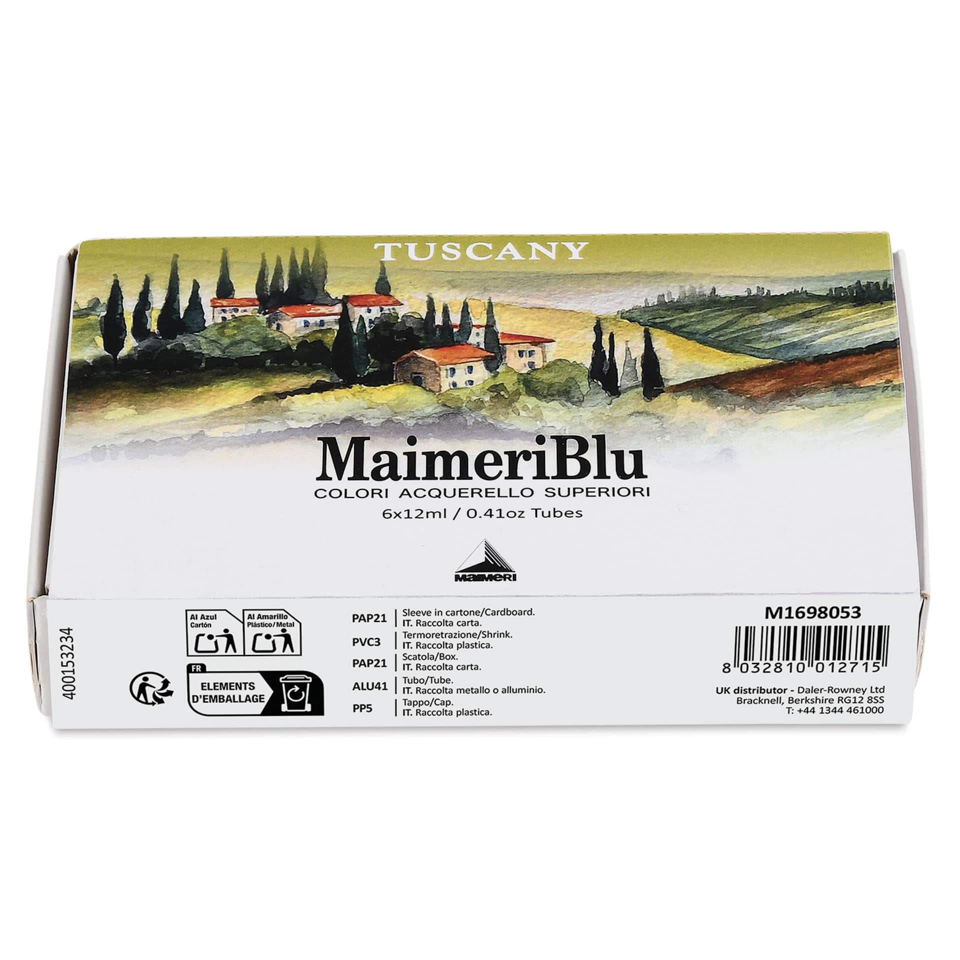 Maimeri Blu Artist Watercolor - Set of 6, Tuscany side view of package