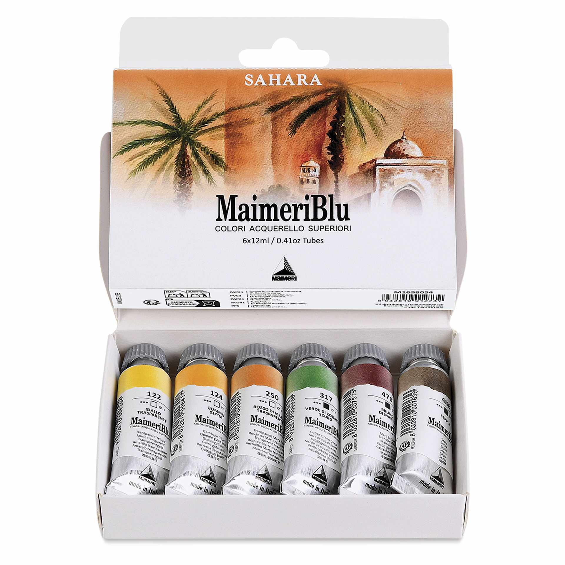 Maimeri Blu Artist Watercolor - Set of 6, Sahara, 12 ml Tubes in packaging