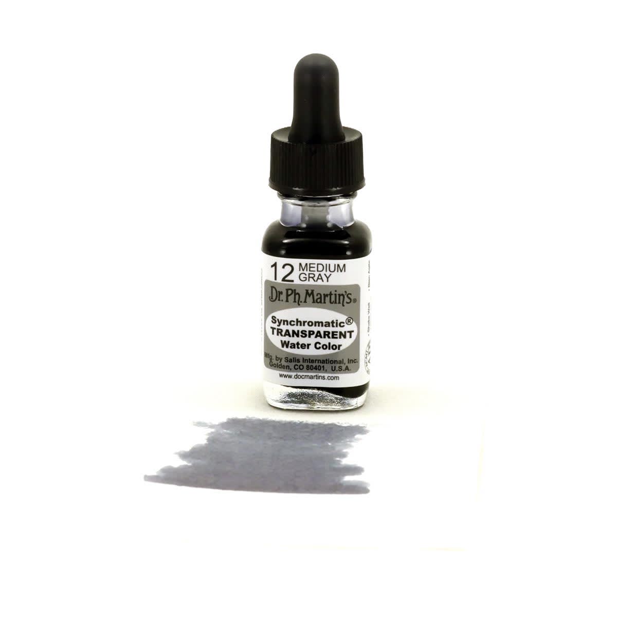 Dr. Ph. Martin's Synchromatic Transparent Watercolor Medium Gray 0.5 oz