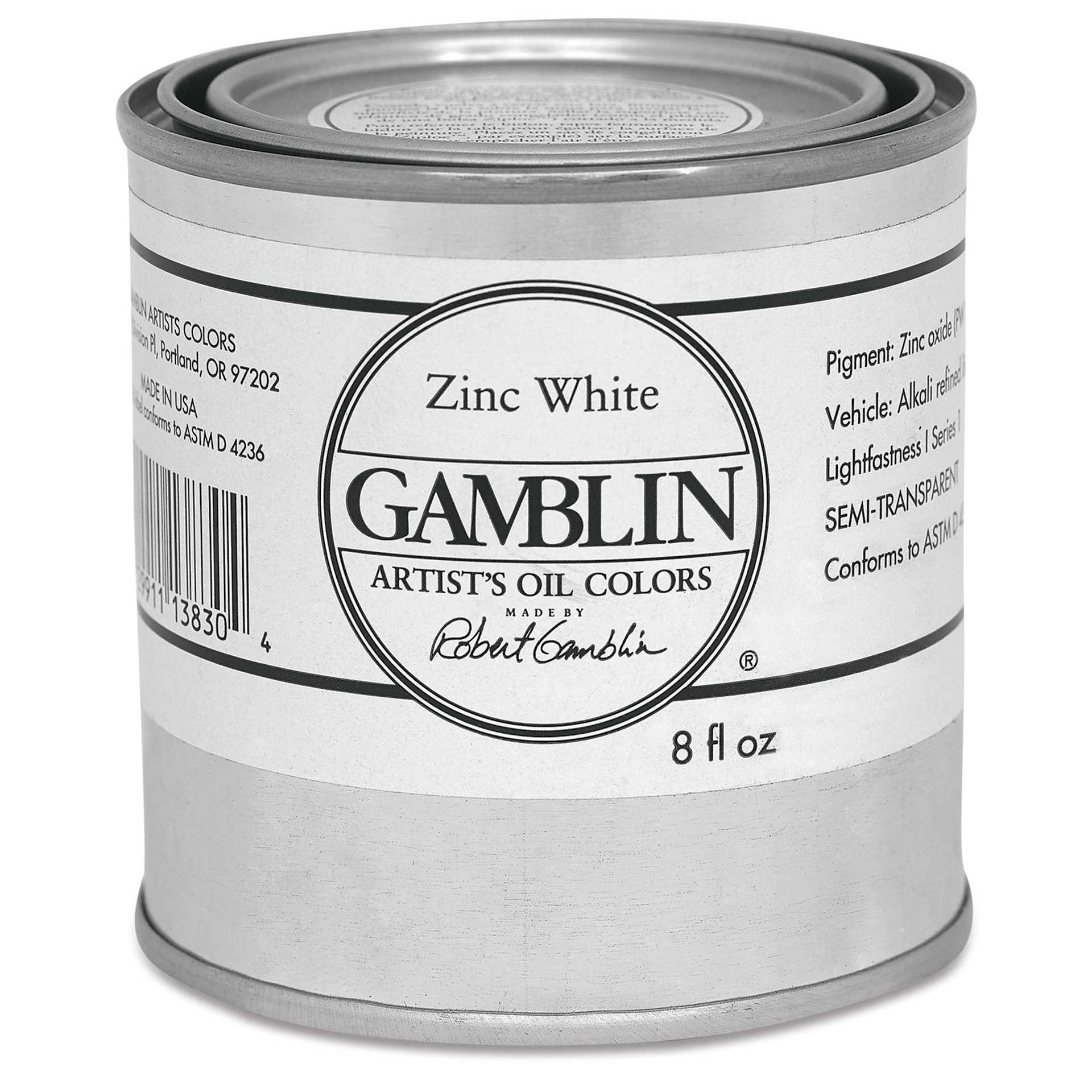 Gamblin Artist's Oil Color - Zinc White, 8 oz Can