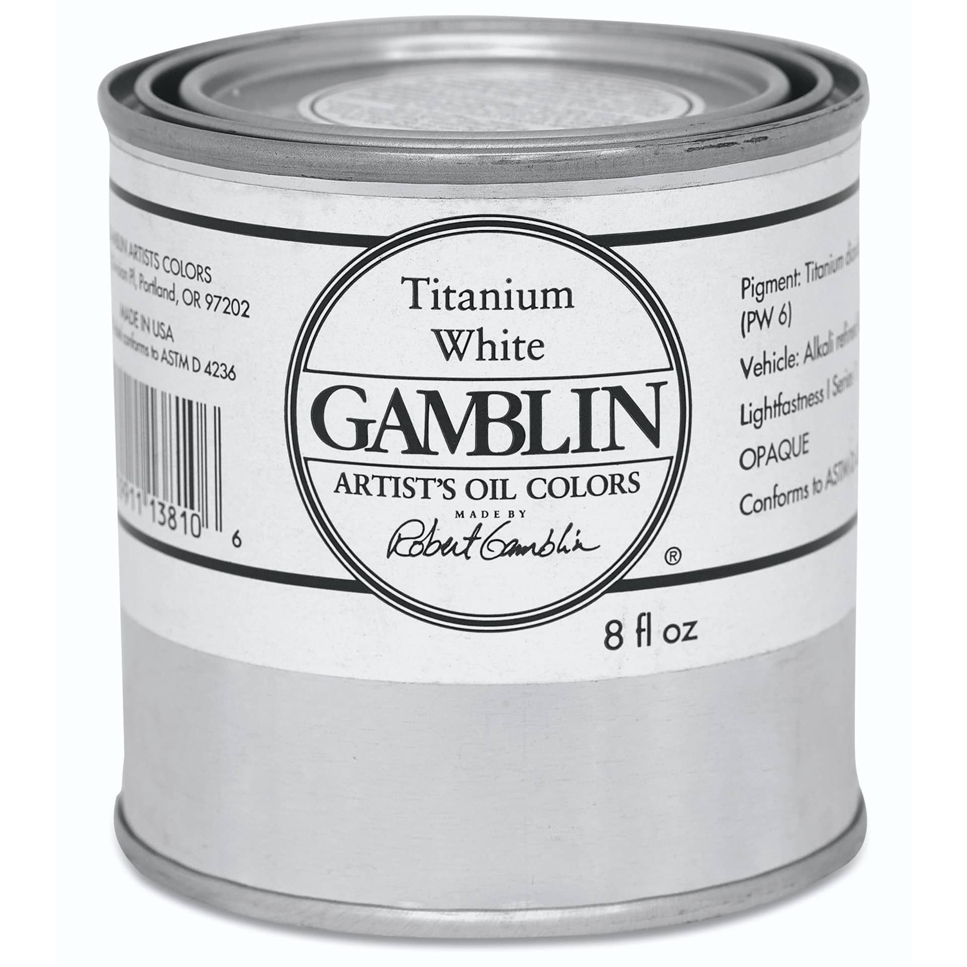 Gamblin Artist's Oil Color - Titanium White, 8 oz Can
