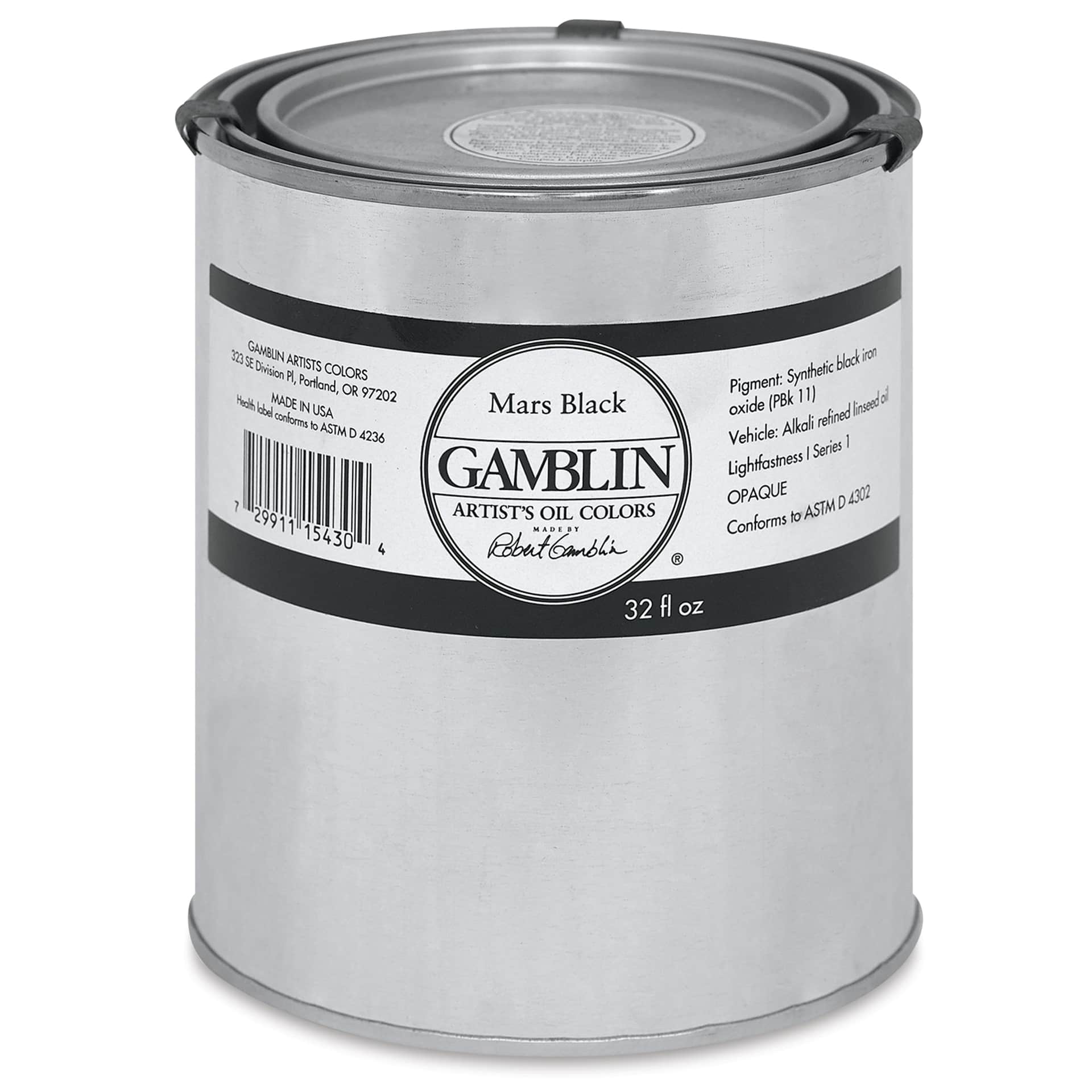 Gamblin Artist's Oil Color - Mars Black, 32 oz Can