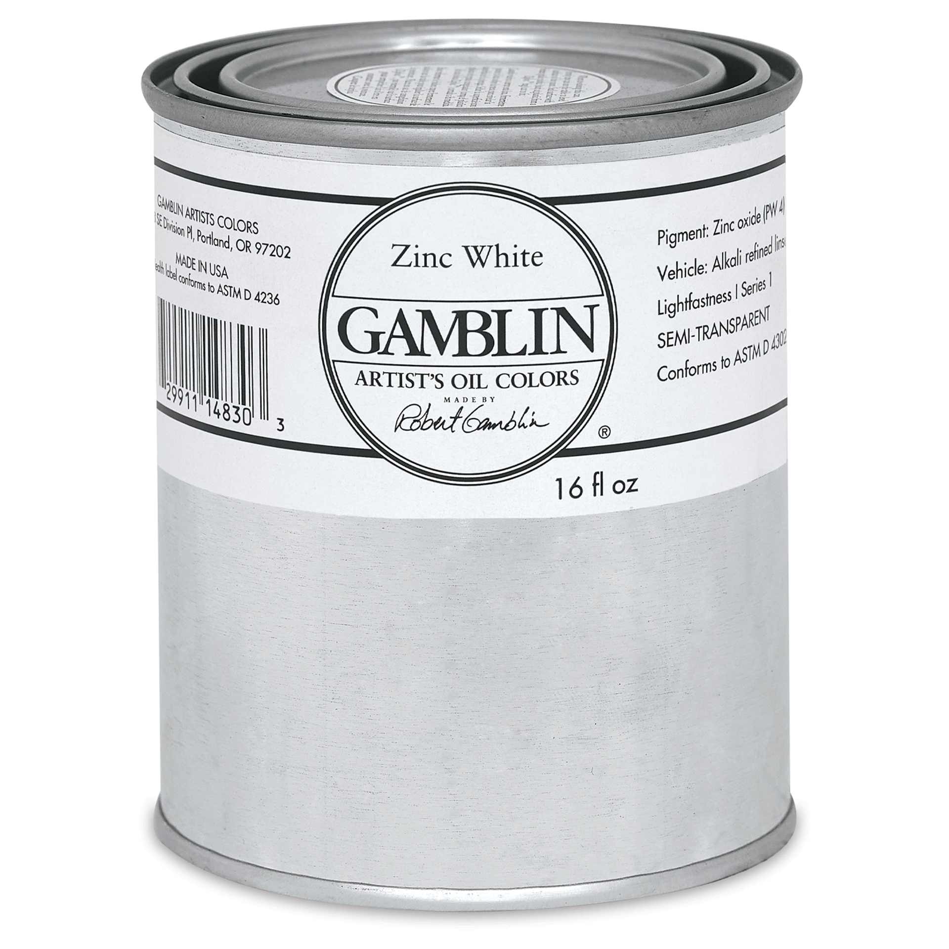 Gamblin Artist's Oil Color - Zinc White, 16 oz Can