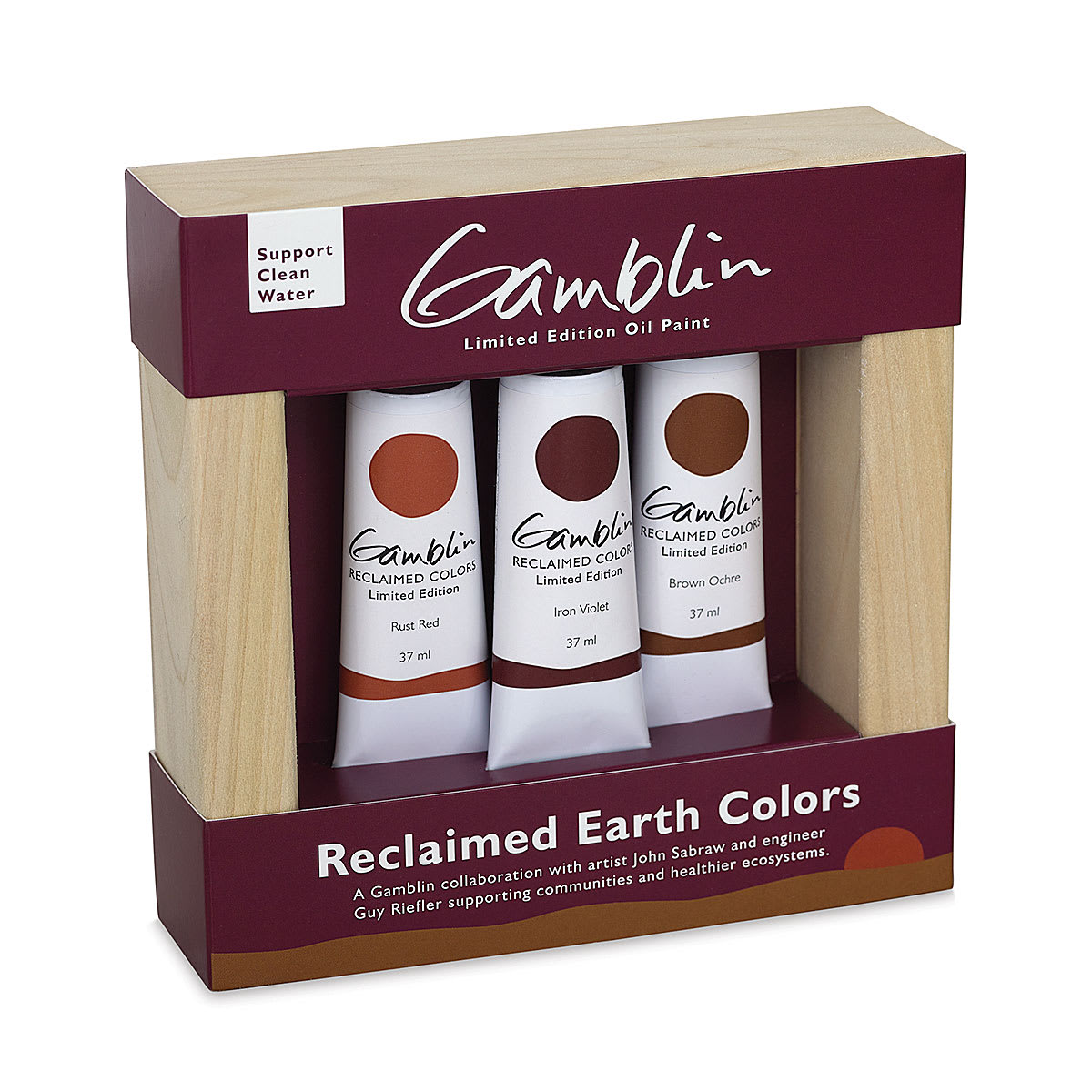 Gamblin Artist's Oil Colors - Reclaimed Earth Colors Set - front of packaging, angled view
