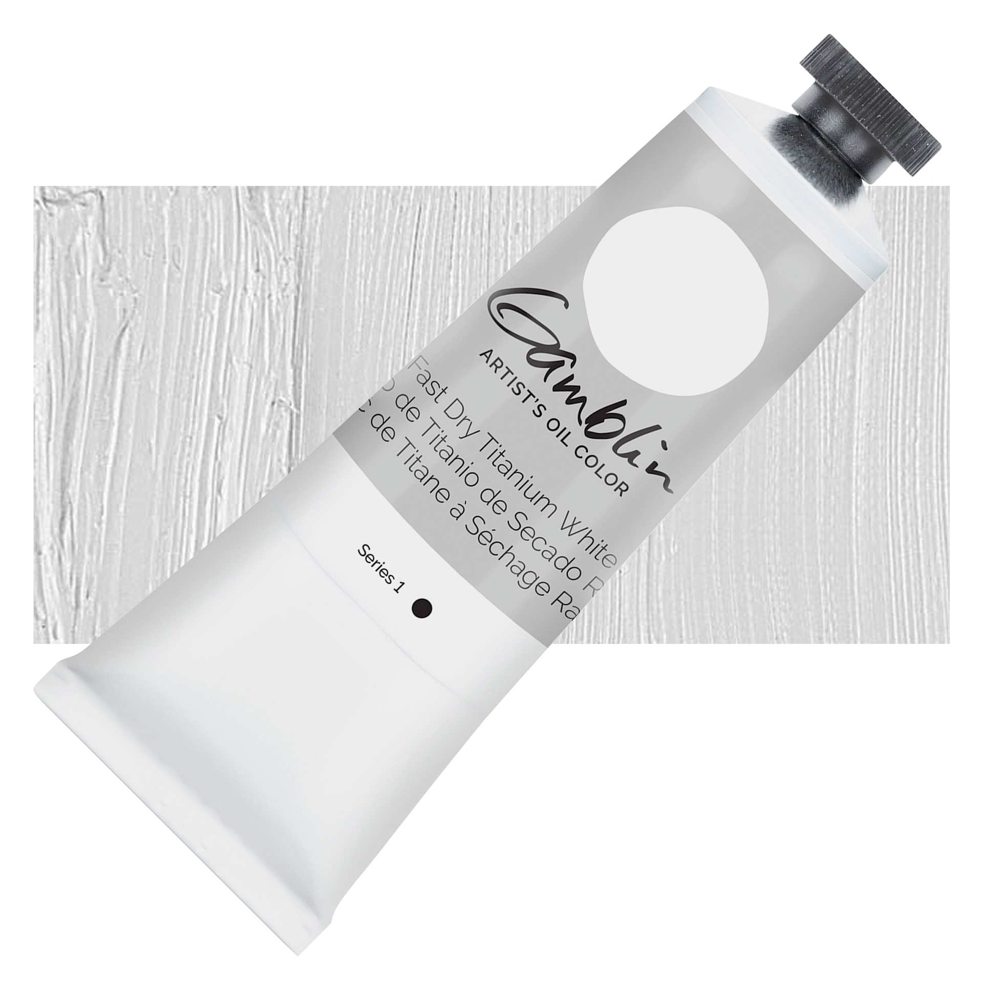 Gamblin Artist's Oil Color - Fast Dry Titanium White, 37 ml tube and swatch