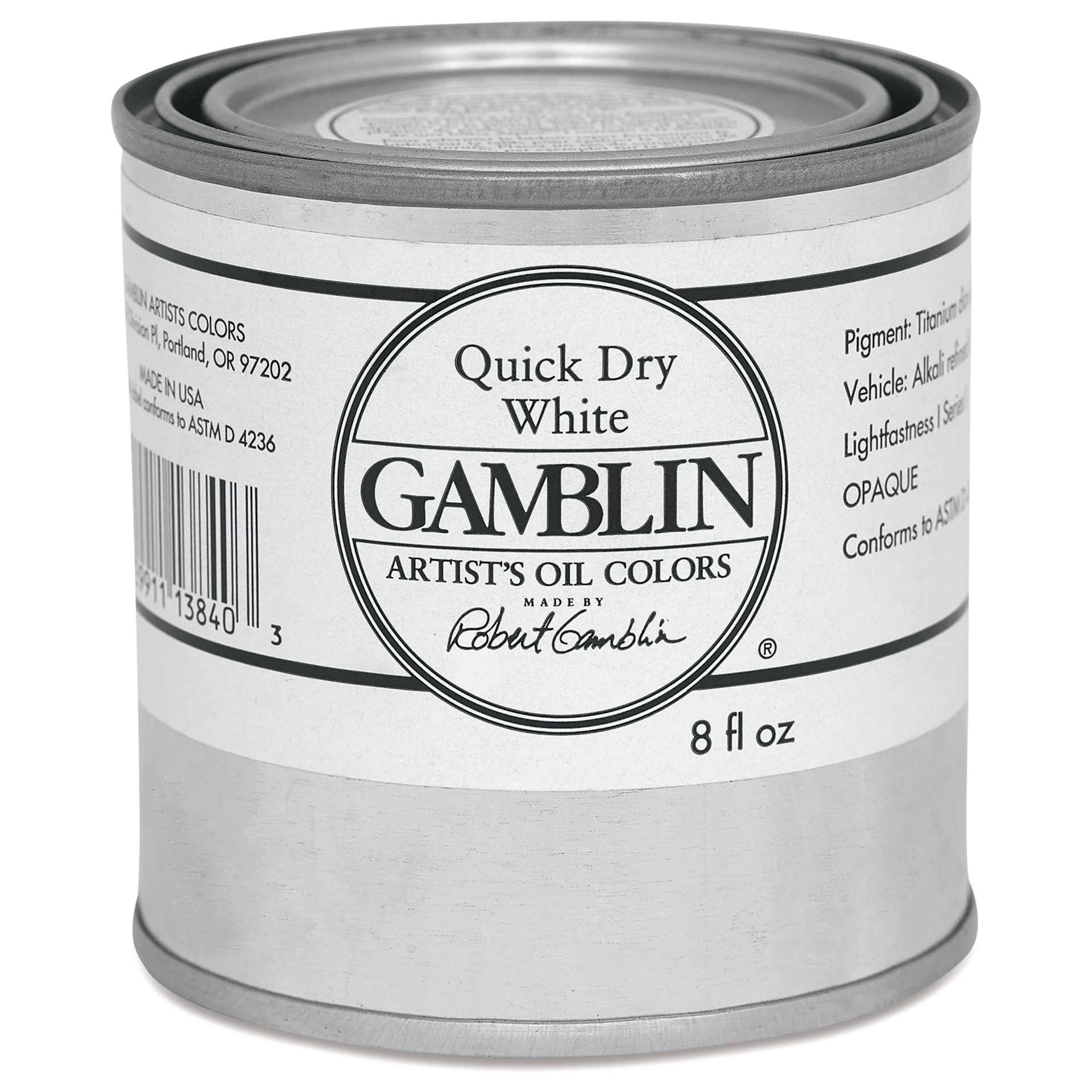 Gamblin Artist's Oil Color - Quick Dry White, 8 oz Can