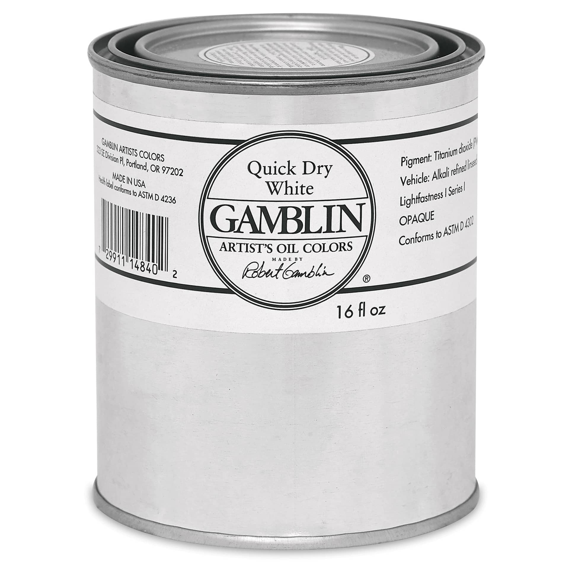 Gamblin Artist's Oil Color - Quick Dry White, 16 oz Can
