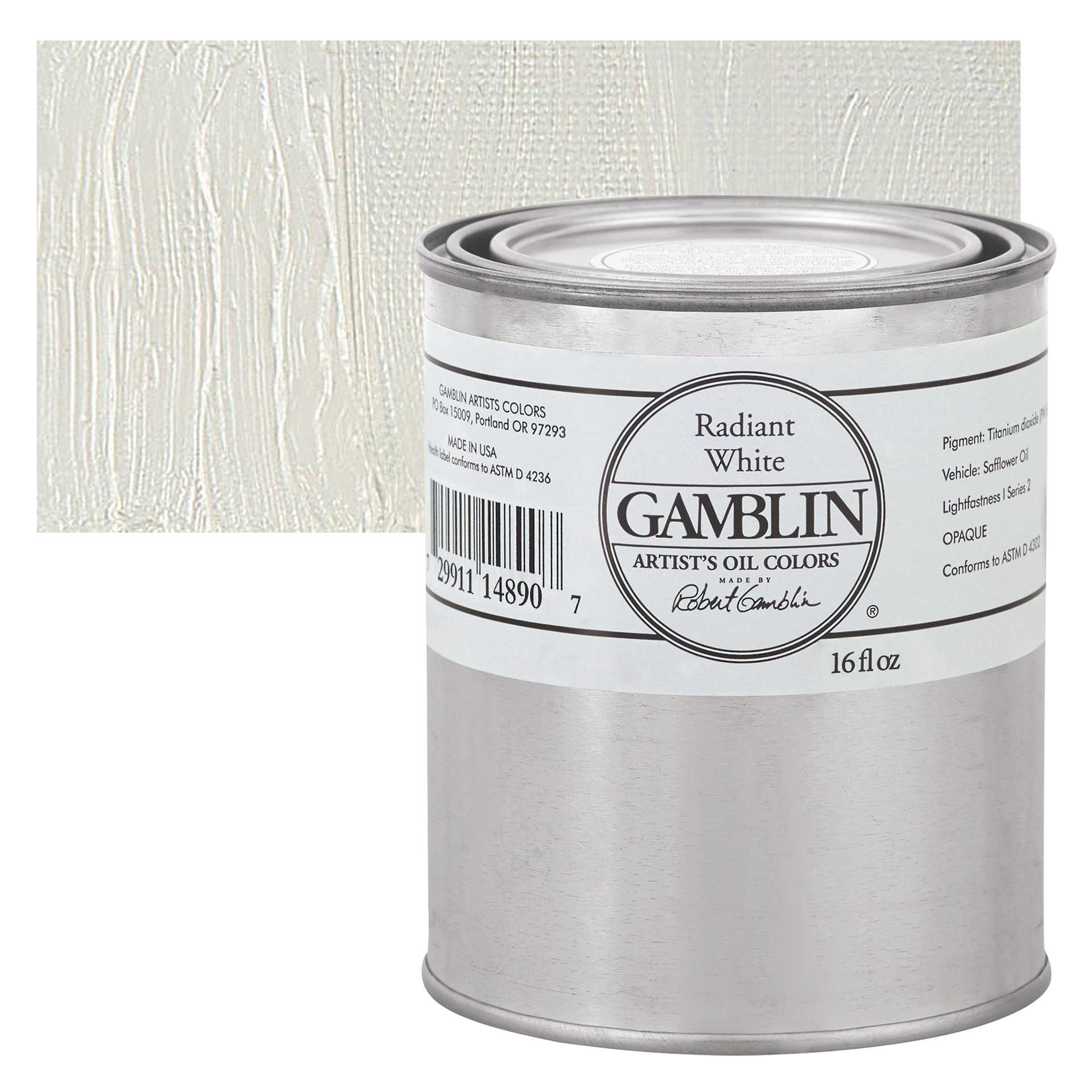 Gamblin Artist's Oil Color - Radiant White, 16 oz Can and swatch