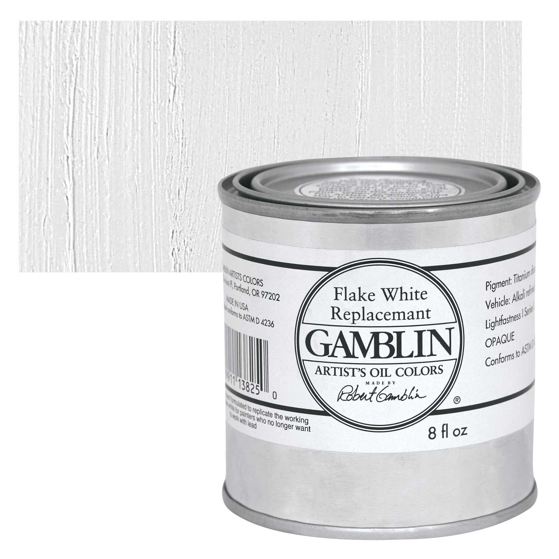 Gamblin Artist's Oil Color - Flake White Replacement, 8 oz Can and swatch