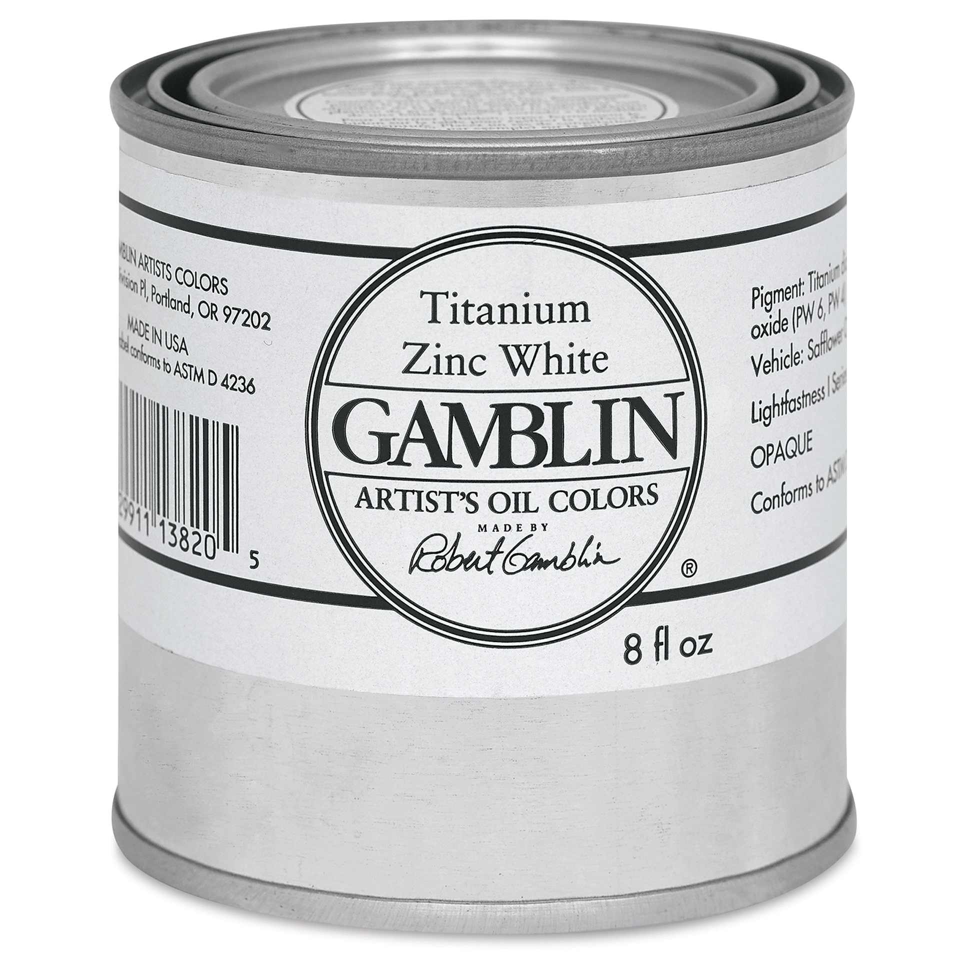 Gamblin Artist's Oil Color - Titanium-Zinc White, 8 oz Can