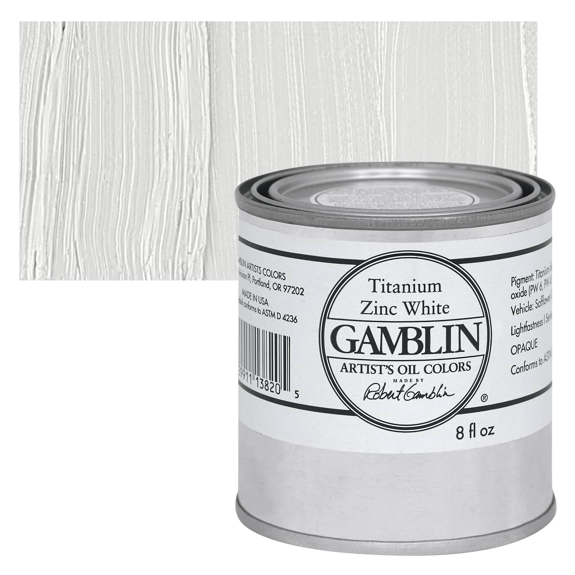 Gamblin Artist's Oil Color - Titanium-Zinc White, 8 oz Can and swatch