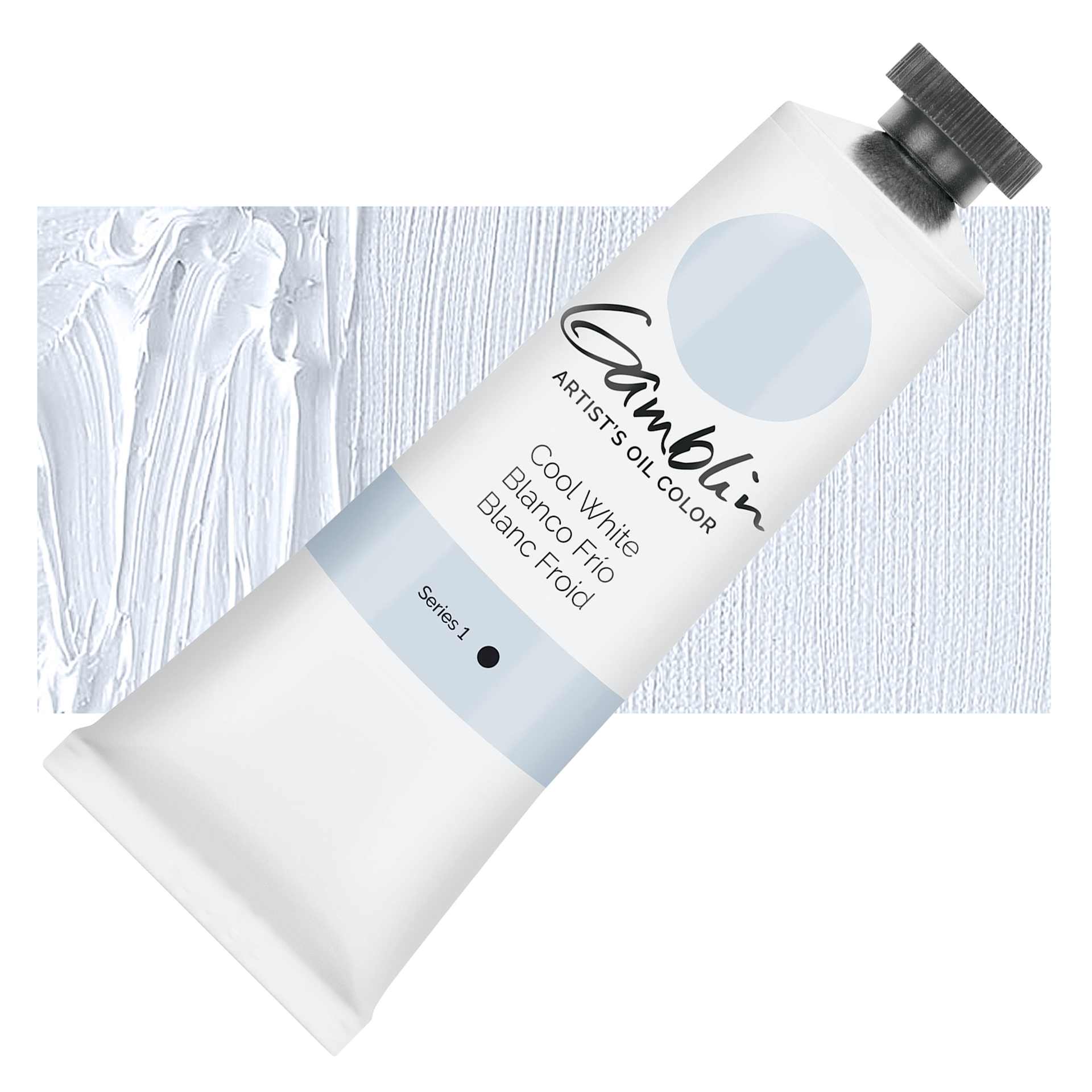 Gamblin Artists' Oil Color - Cool White, 37 ml tube and swatch