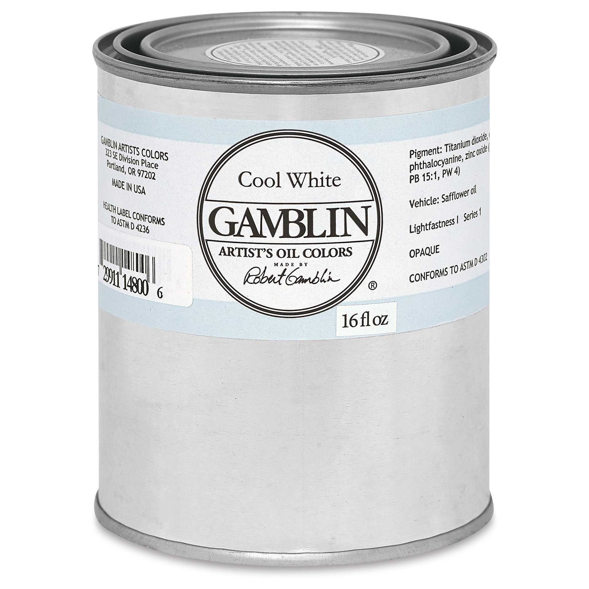 Gamblin Artists' Oil Color - Cool White, 16 oz can