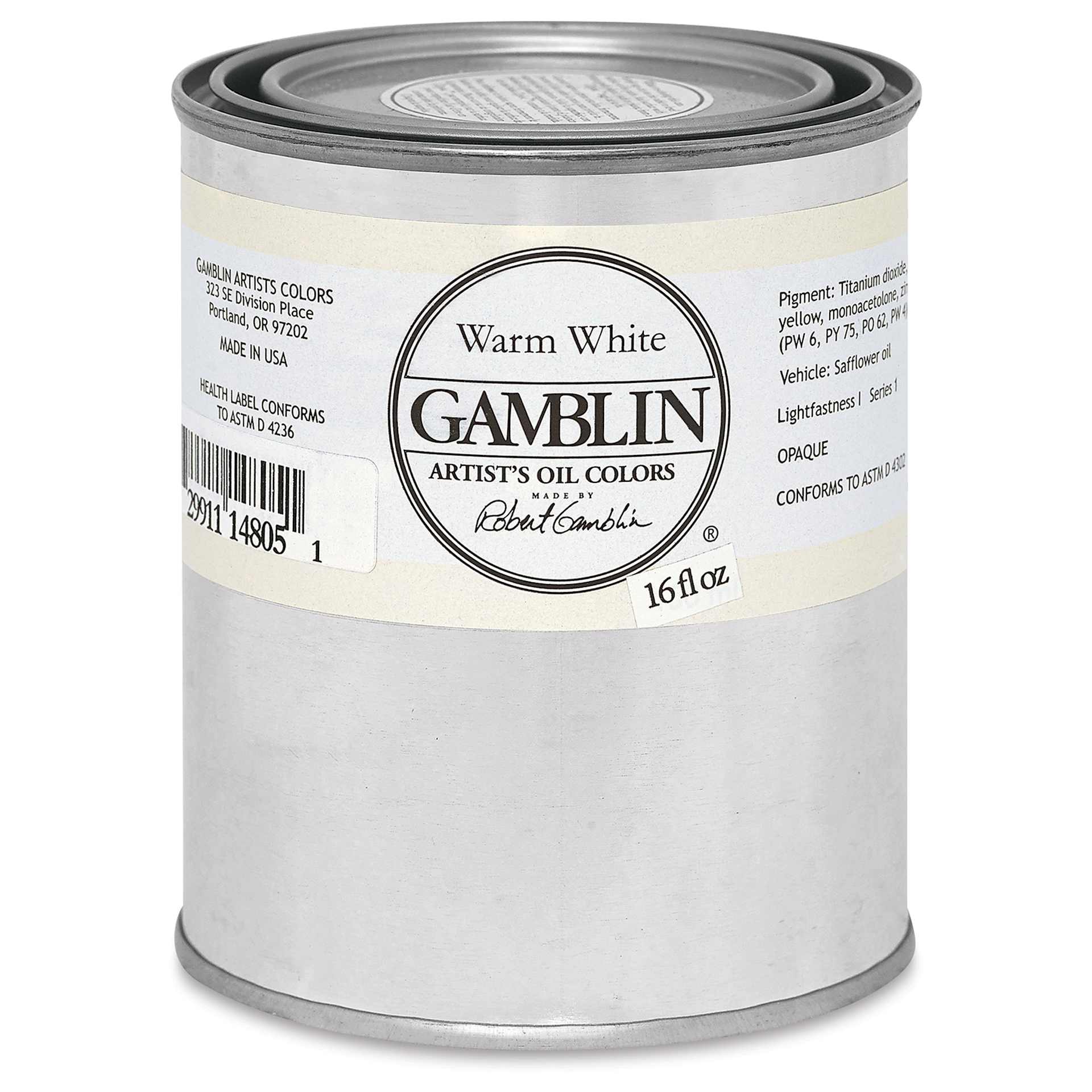 Gamblin Artists' Oil Color - Warm White, 16 oz can