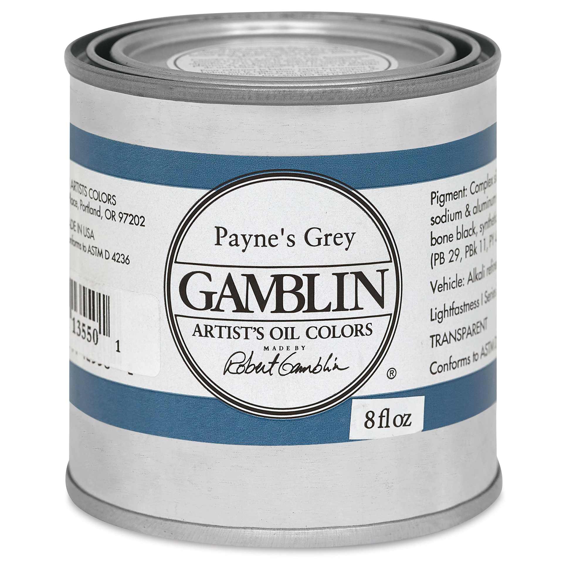 Gamblin Artist's Oil Color - Payne's Grey, 8 oz Can