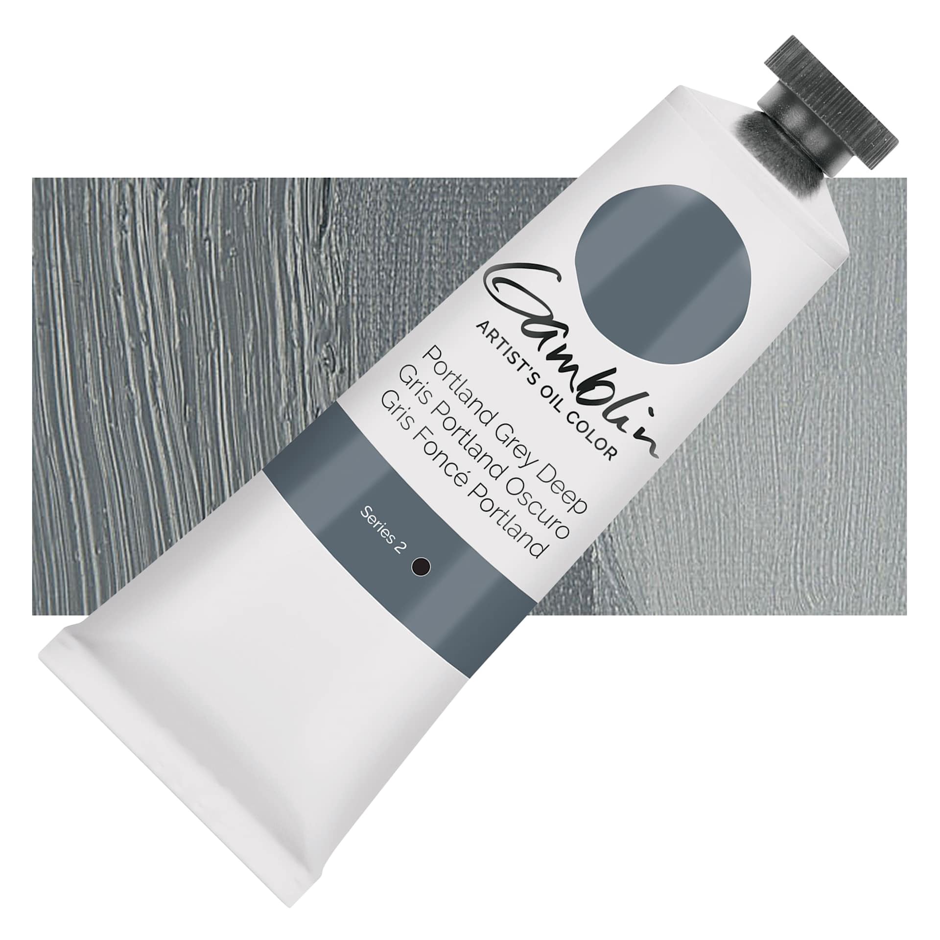 Gamblin Artist's Oil Color - Portland Grey Deep, 37 ml tube and swatch