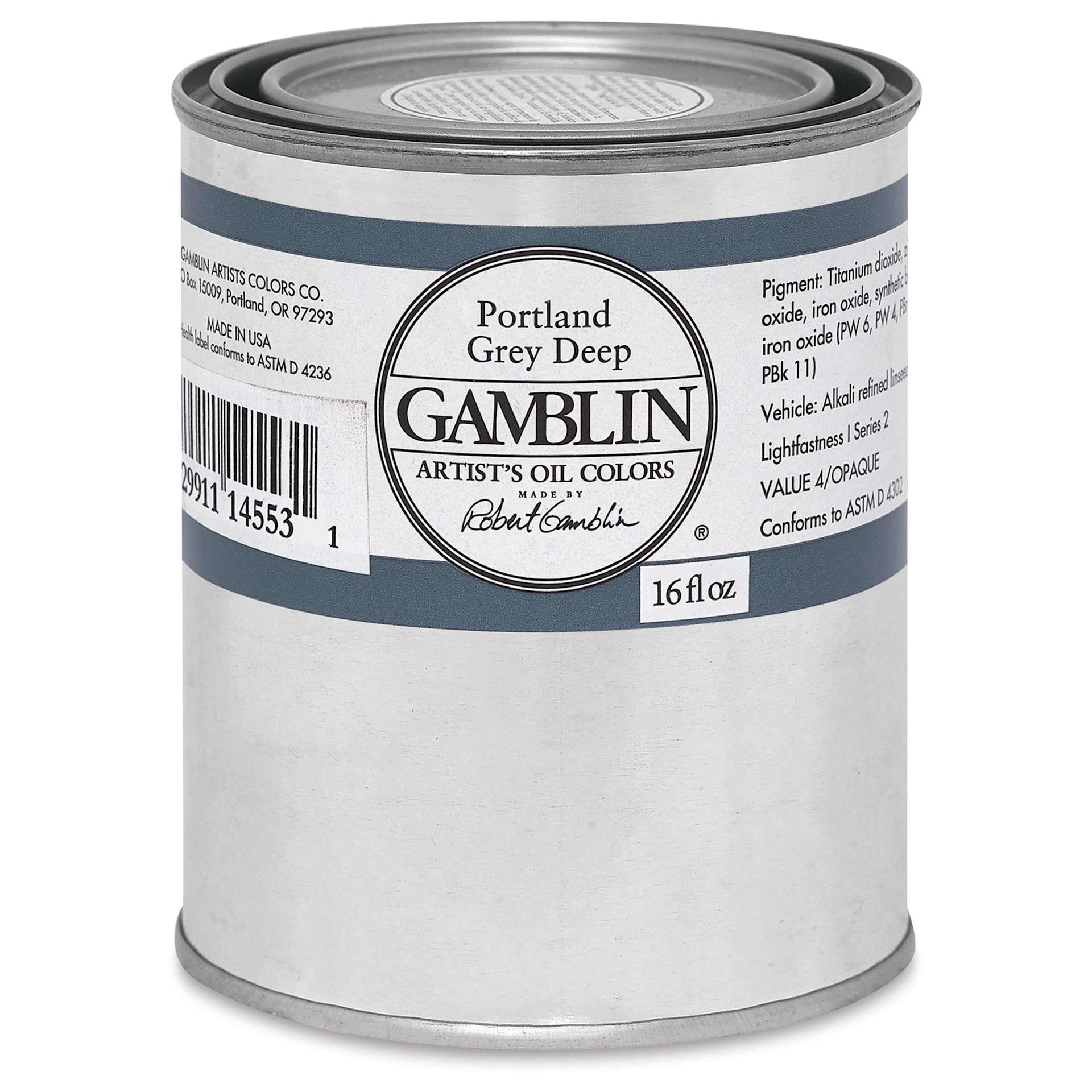Gamblin Artist's Oil Color - Portland Grey Deep, 16 oz Can