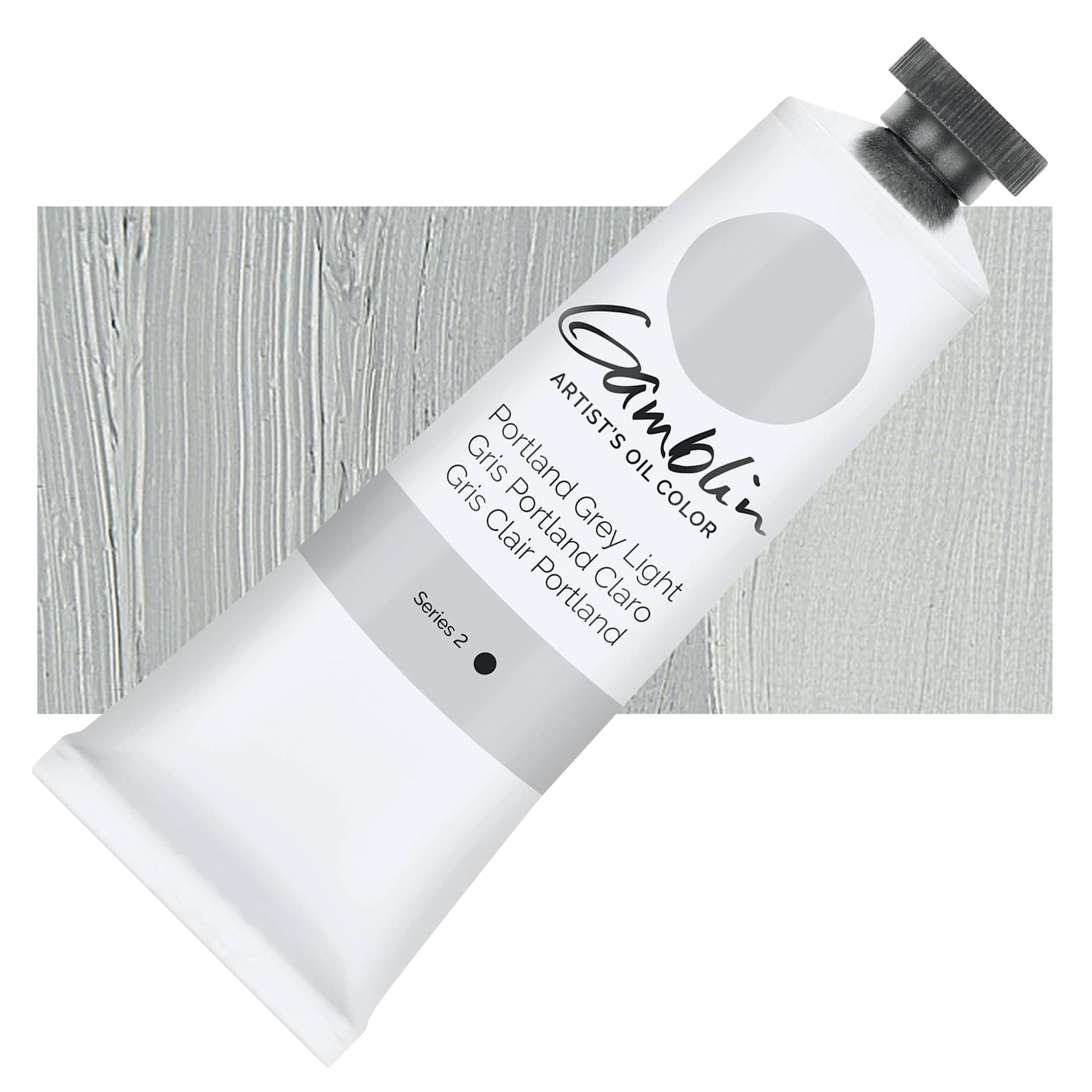 Gamblin Artist's Oil Color - Portland Grey Light, 37 ml tube and swatch