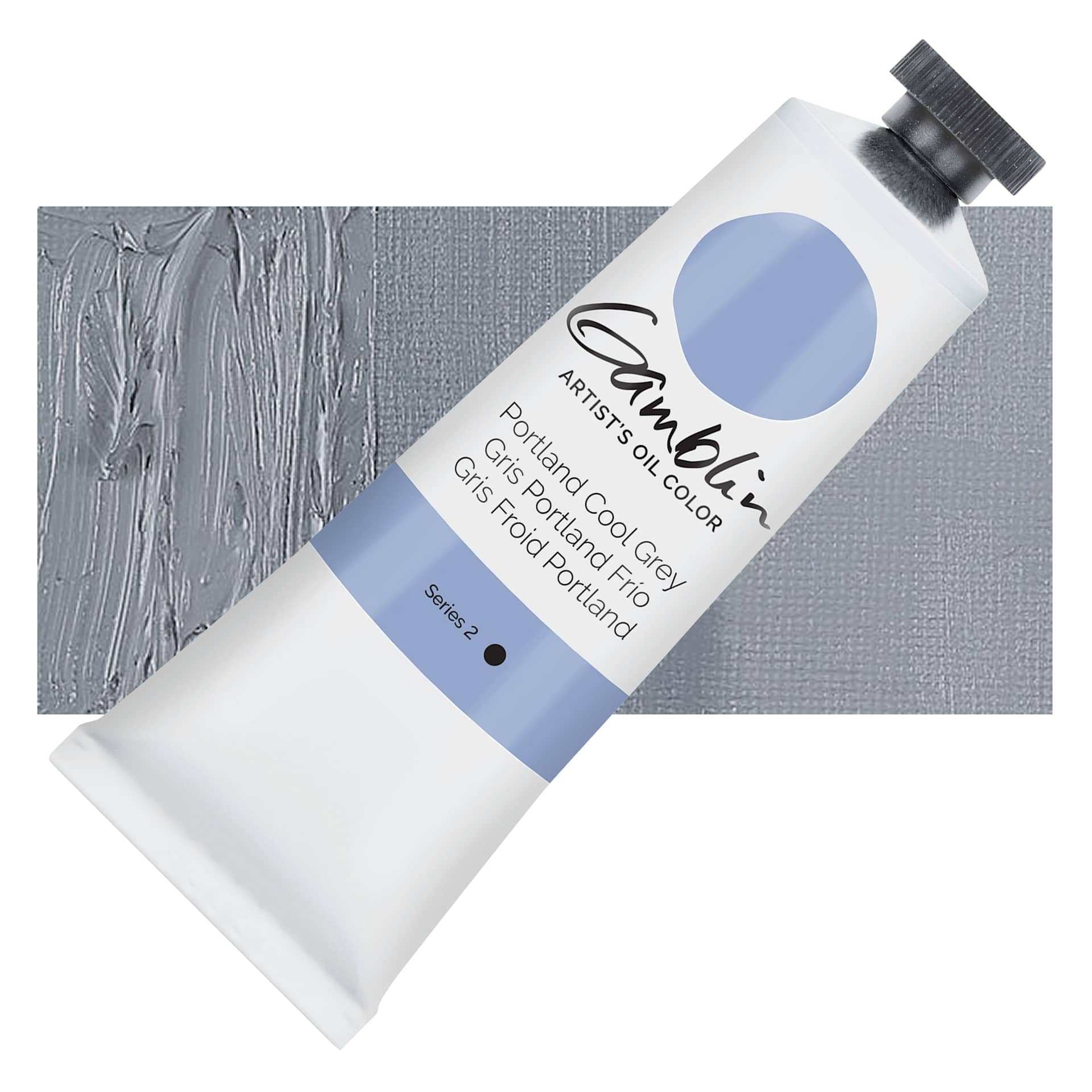Gamblin Artists' Oil Color - Portland Cool Grey, 37 ml tube and swatch