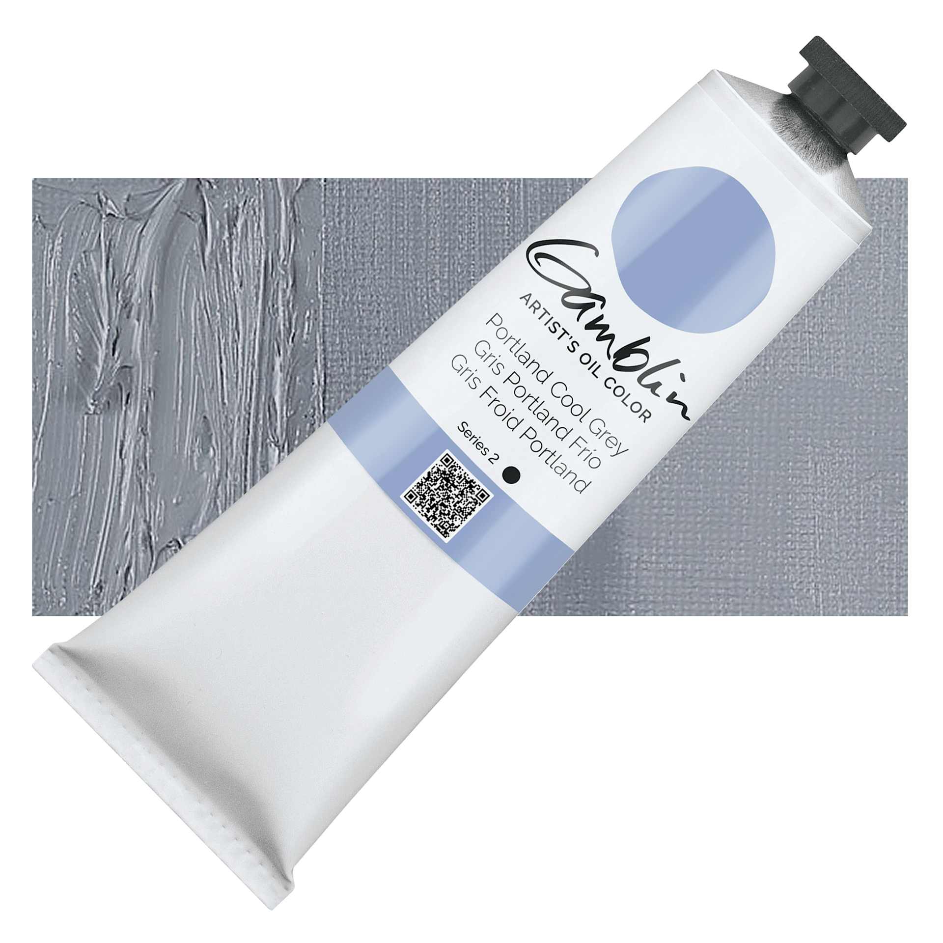 Gamblin Artists' Oil Color - Portland Cool Grey, 150 ml tube and swatch