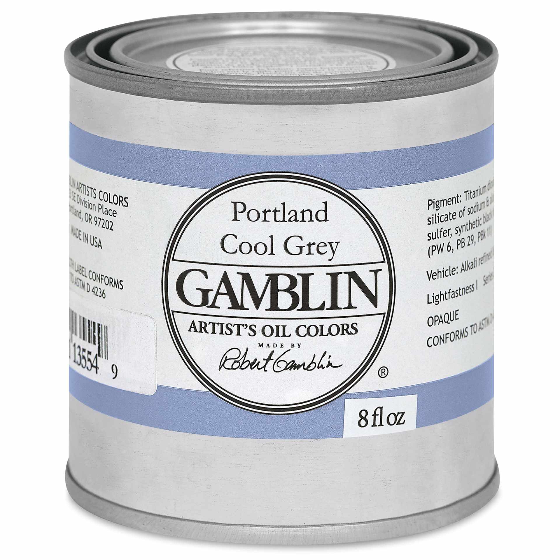 Gamblin Artists' Oil Color - Portland Cool Grey, 8 oz can