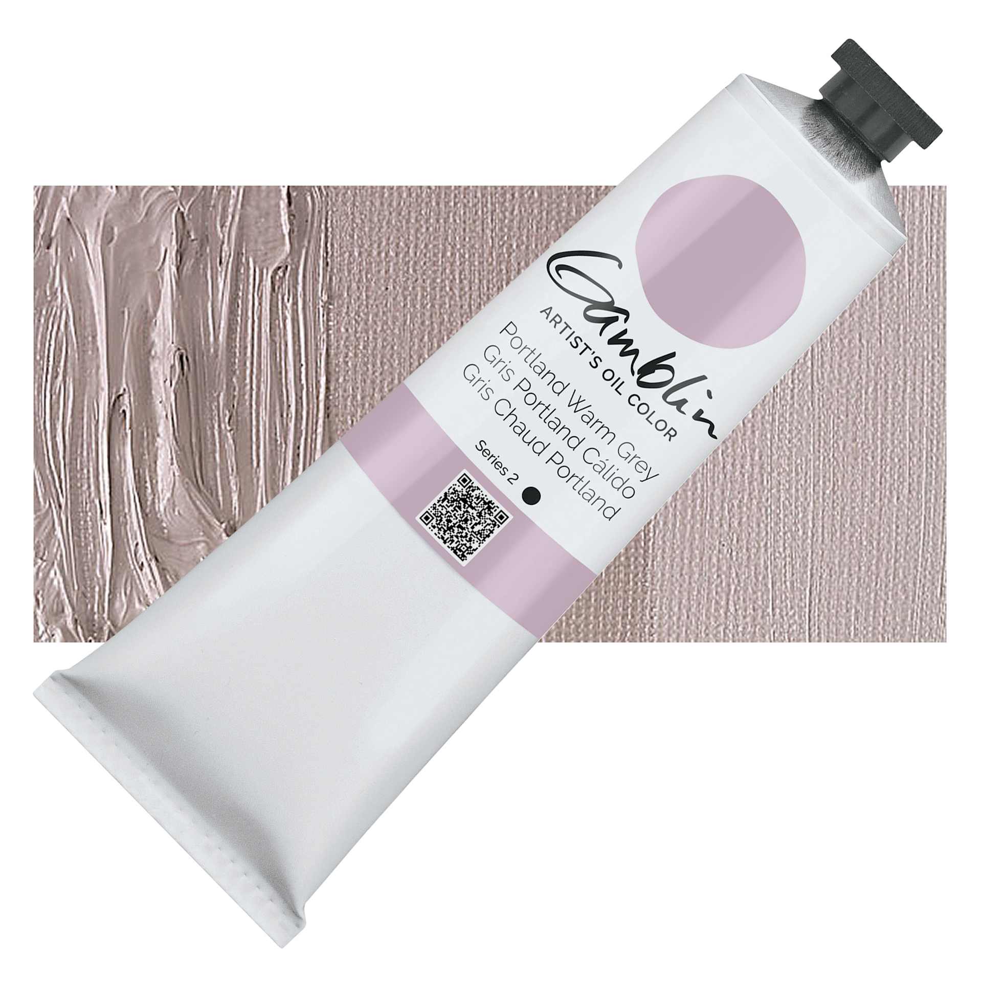 Gamblin Artists' Oil Color - Portland Warm Grey, 150 ml tube and swatch