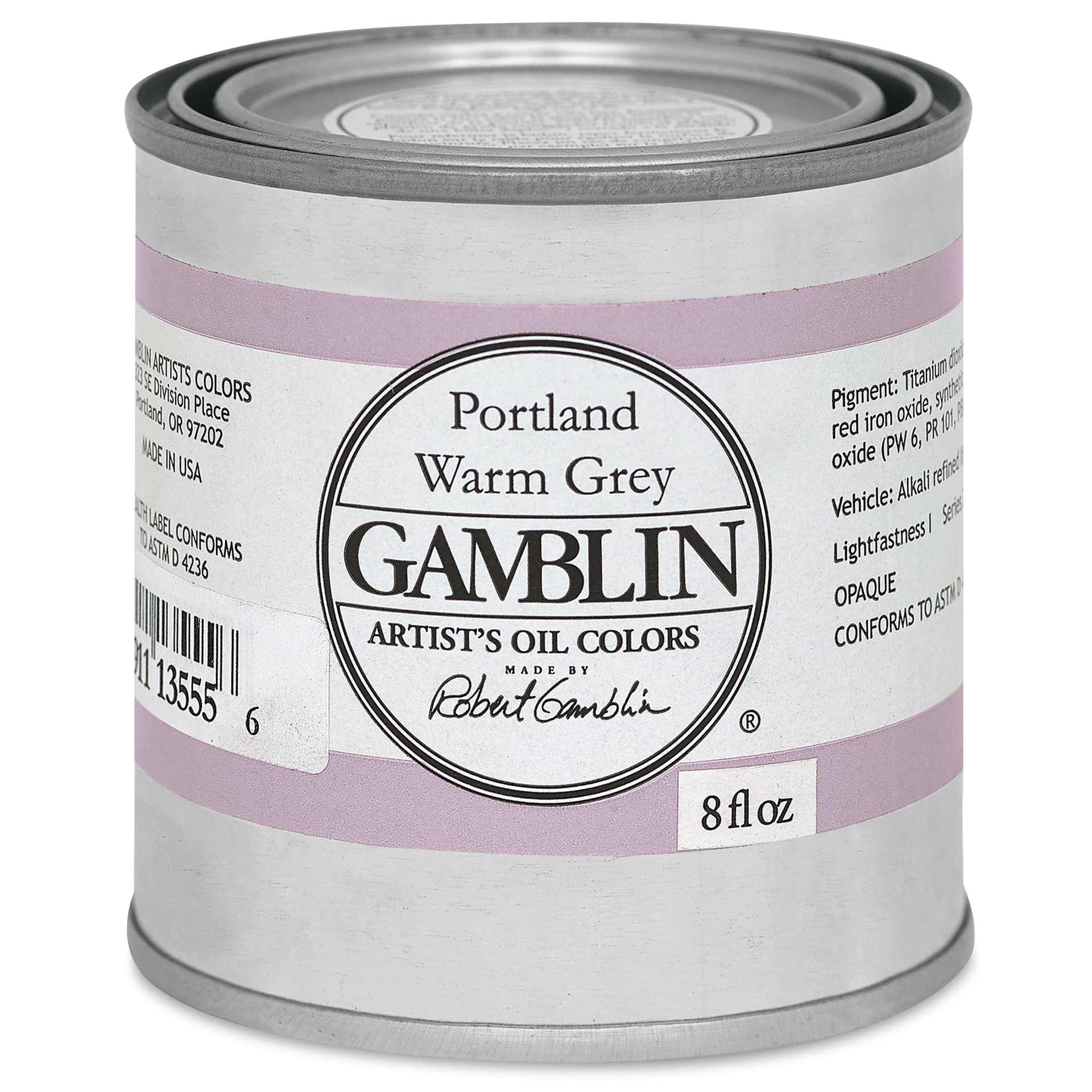 Gamblin Artists' Oil Color - Portland Warm Grey, 8 oz can