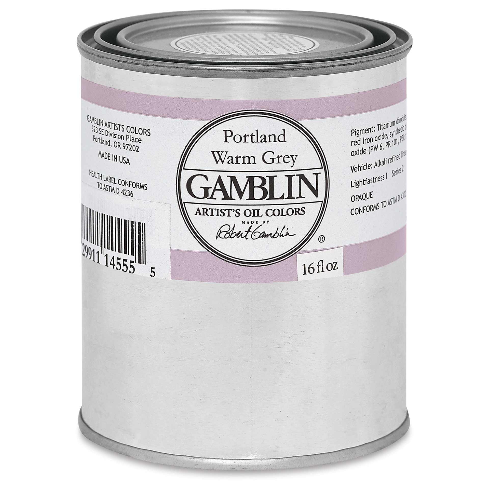 Gamblin Artists' Oil Color - Portland Warm Grey, 16 oz can